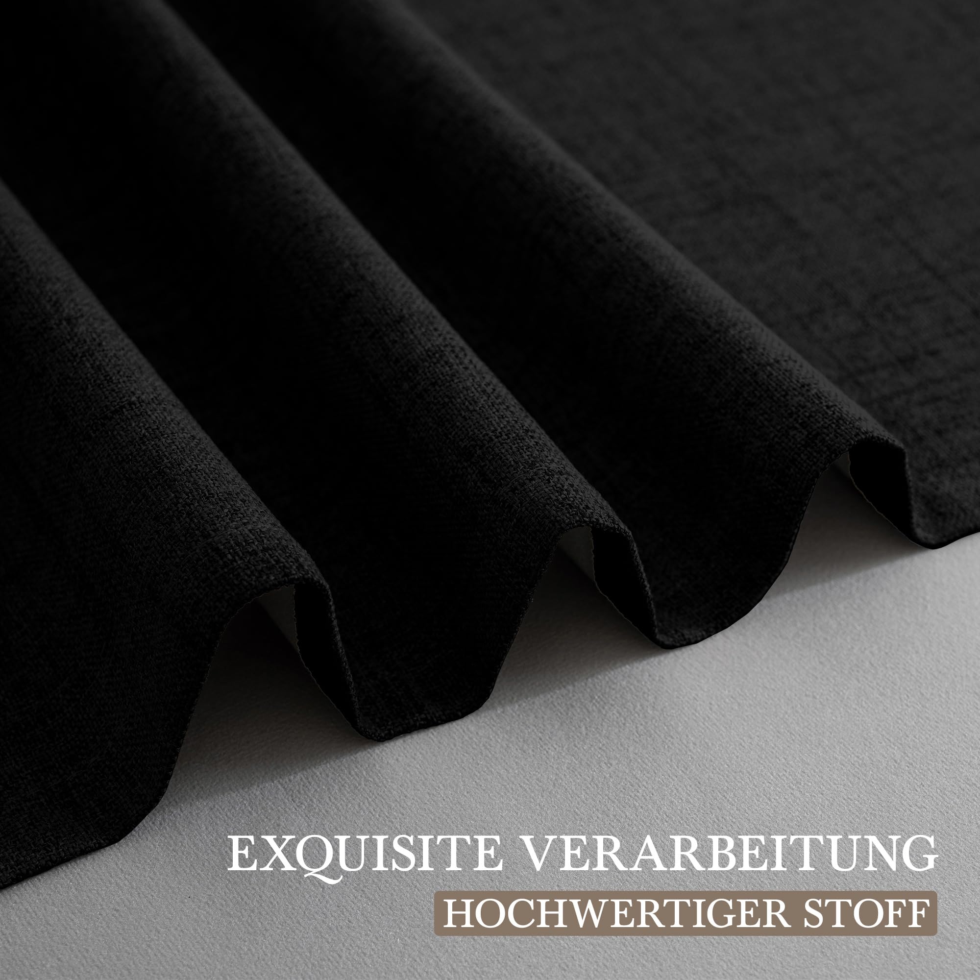 Cucraf Vorhang 100% Blickdicht Leinen Gardinen mit Ösen Verdunklungsvorhänge Gardinen Schwarz H290 x B140 cm 2er Set – Bild 6