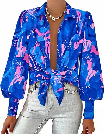 BTFBM Blouses for Women Dressy Casual Long Sleeve Shirts