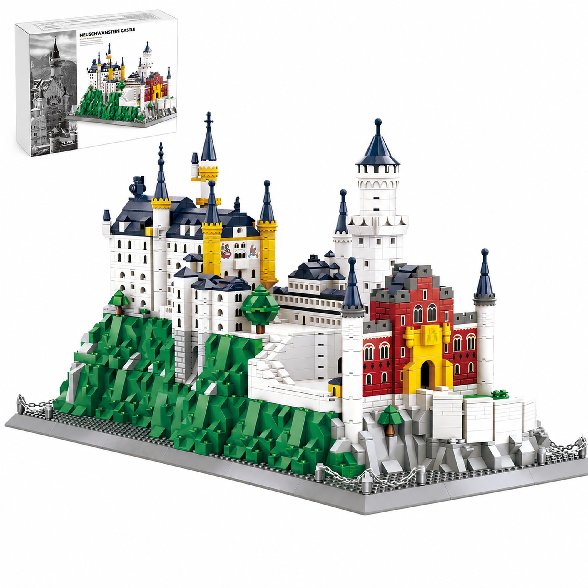 Neuschwanstein Castle Architecture Building Block Set 1969 Pcs | Large German Bavaria Landmark Model Kit for Adults Home Decor Display Gift