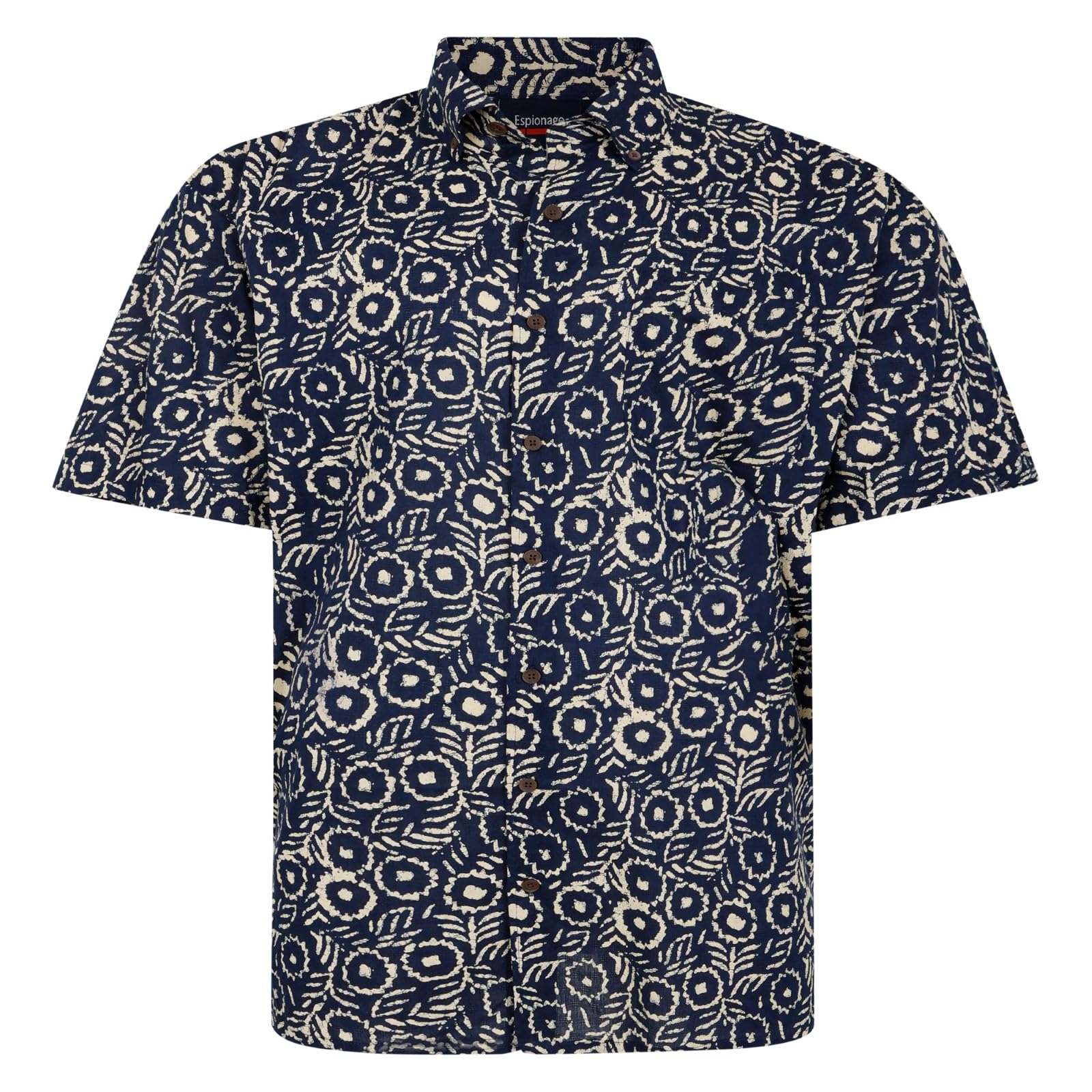 Espionage Mens Abstract Daisy Big & Tall Short Sleeve Shirt - Navy - 4XL