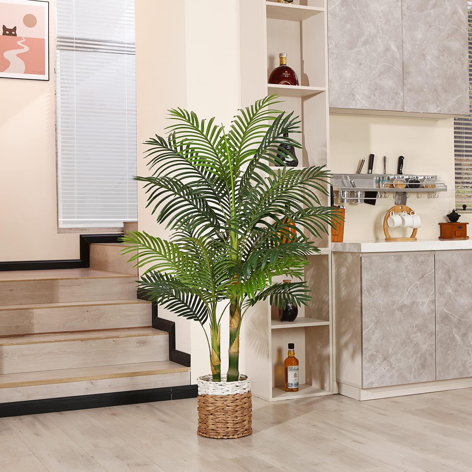 Palma Artificiale Alta 150 Cm - Pianta Finta Da Interno Con Vaso, Foglie Realistiche, Facile Cura, Decorazione Per Casa E Ufficio
