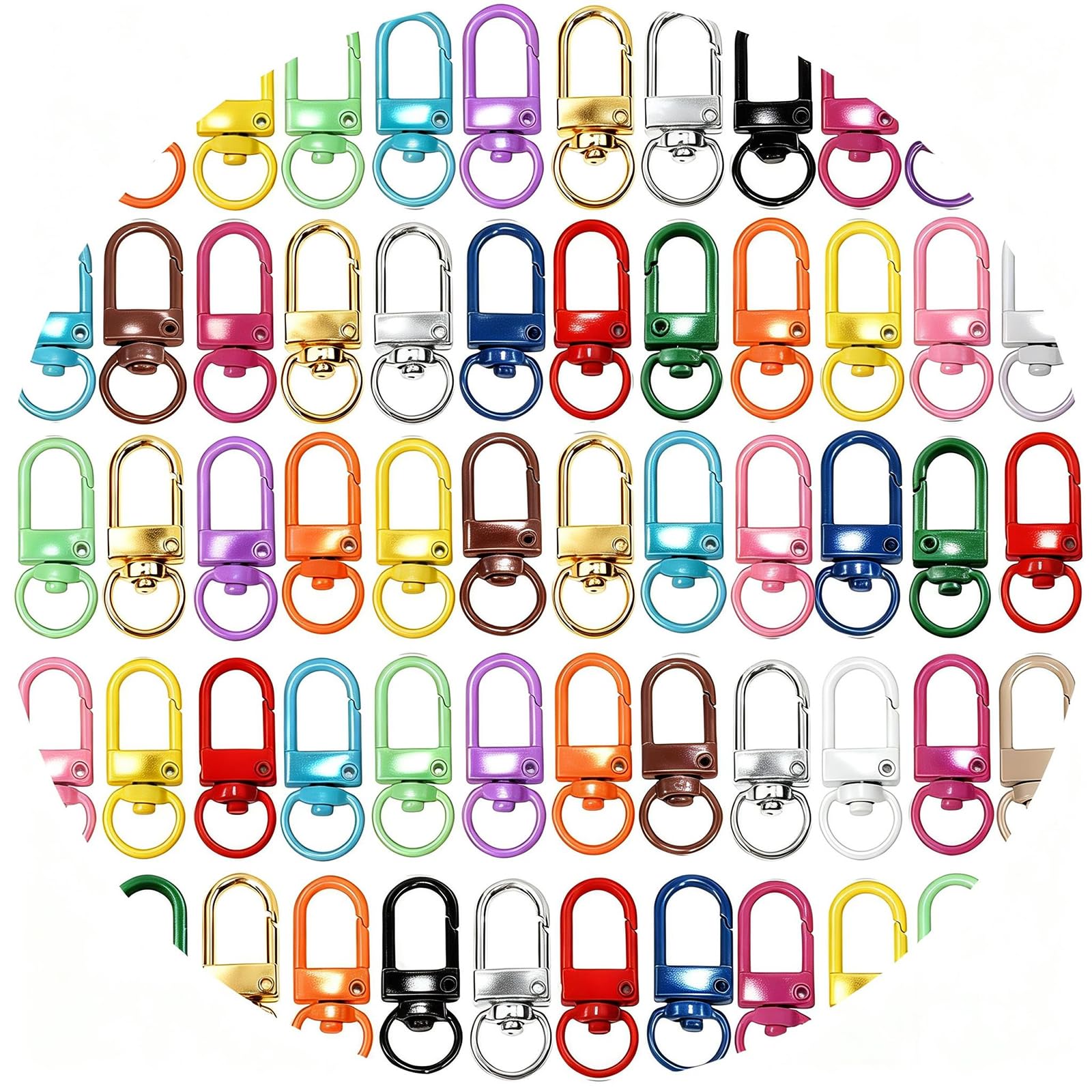 Keychain Clip Bulk 60pcs Coloful Metal Lobster Claw Clasps Keychain Clips Clasp Hook Swivel Snap Key Chain Hooks Bag Charm Clip for DIY Jewelry Making Crafts Suppliers