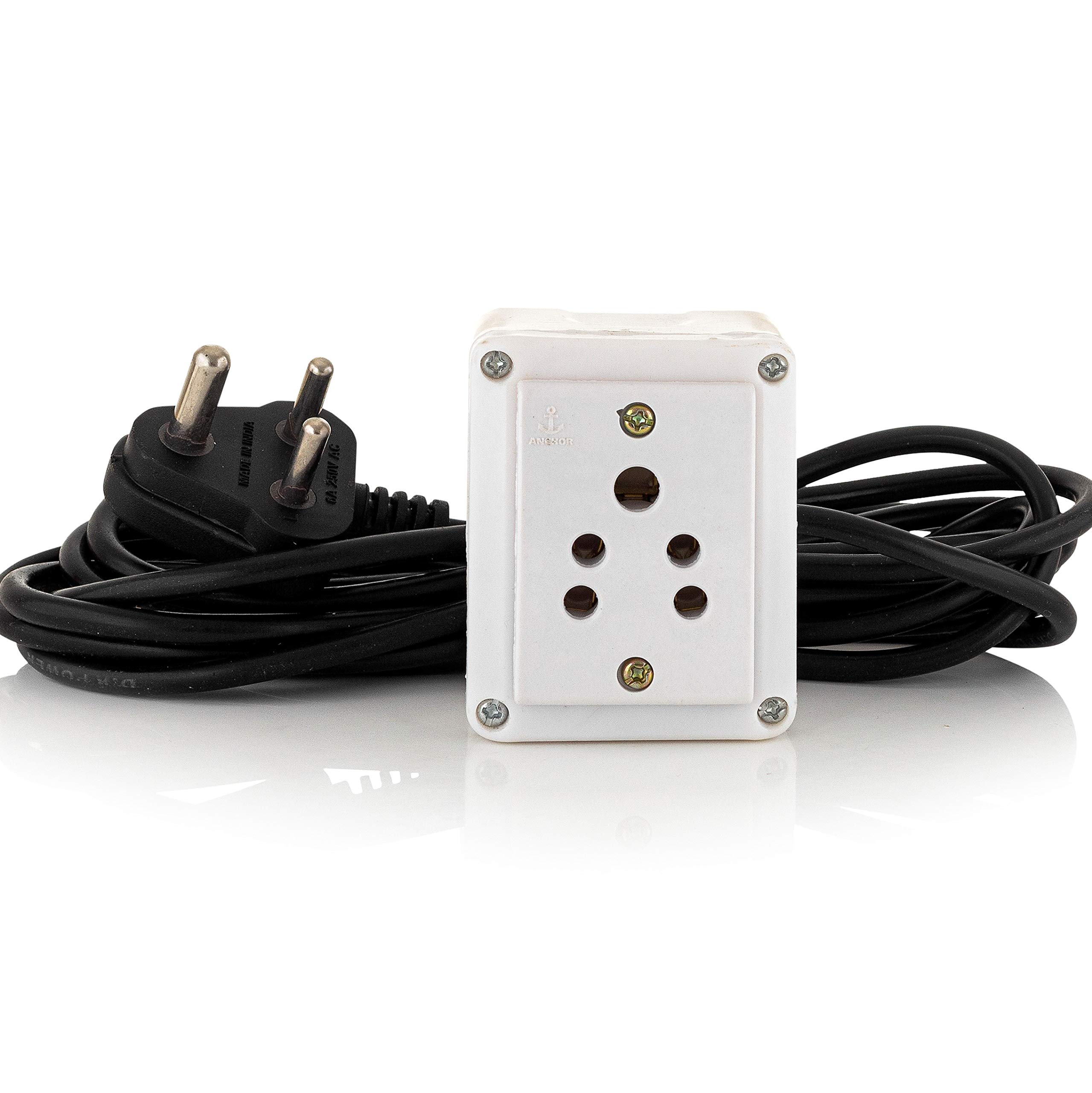 Hi-Plasst Single Socket Extension Board with 4-Yard Long Wire, 6A 3-Pin Top Plug & 3-Pin Multiplug for Diwali Lights, Balcony Decor, Festive Lighting (Only Socket, White)-image-34