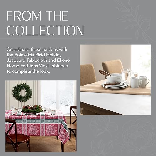 Miniatura 6 de Elrene Home Fashions Juego de 8 servilletas de tela jacquard de color rojo y verde a cuadros de Pascua (17 x 17 pulgadas), multicolor