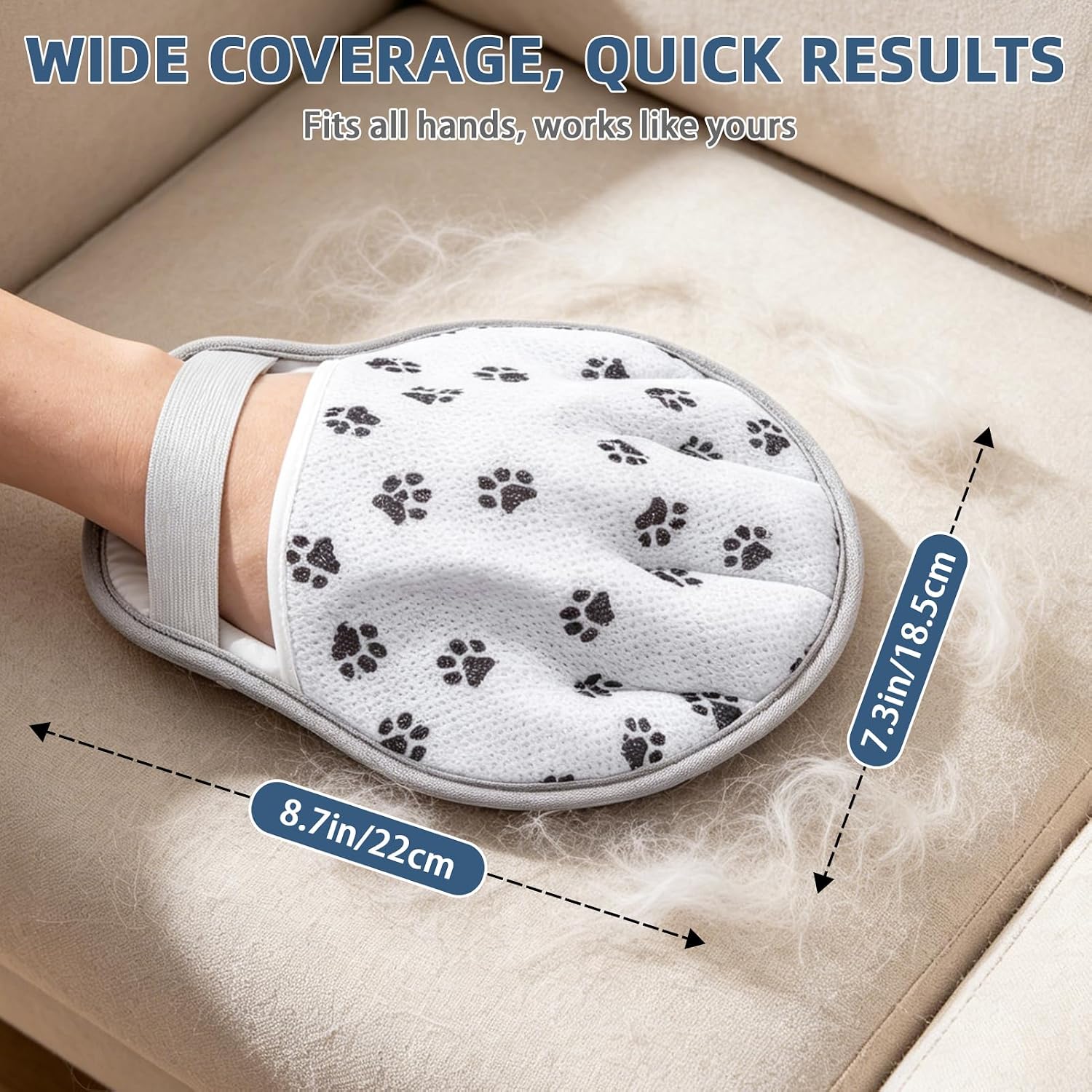 PAWCHIE Pet Hair Removal Glove for Dogs & Cats, Newly Upgraded Five-Finger Electrostatic Pet Hair Glove,Reusable Magic Brush Pet Grooming Needs Fur Remover Tool for Clothes,Couch,Carpet,Car Seat,Grey image 2