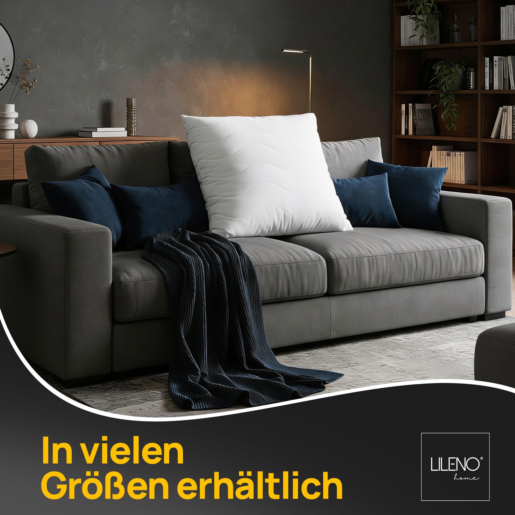 LILENO HOME Poduszka 50 x 50 cm [zestaw 2 sztuk] jako poduszka dekoracyjna z zamkiem błyskawicznym do regulacji, nadaje się do prania w temperaturze do 95°C, sofa i poduszka dekoracyjna na kanapę