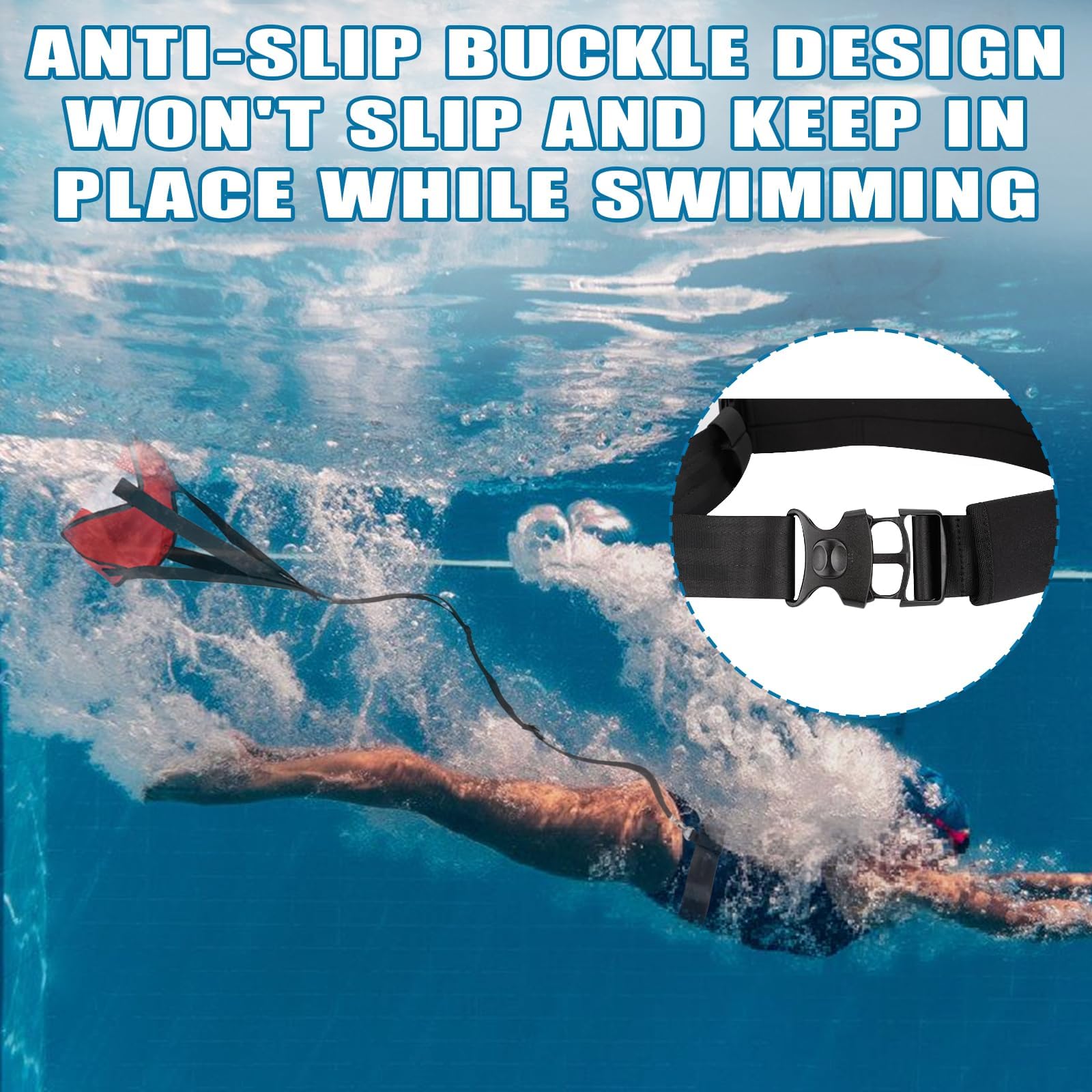 Hikeen Swimming Parachute Resistance Set Training Equipment with 3 Parachute & Adjustable Length Swim Belts for Adults