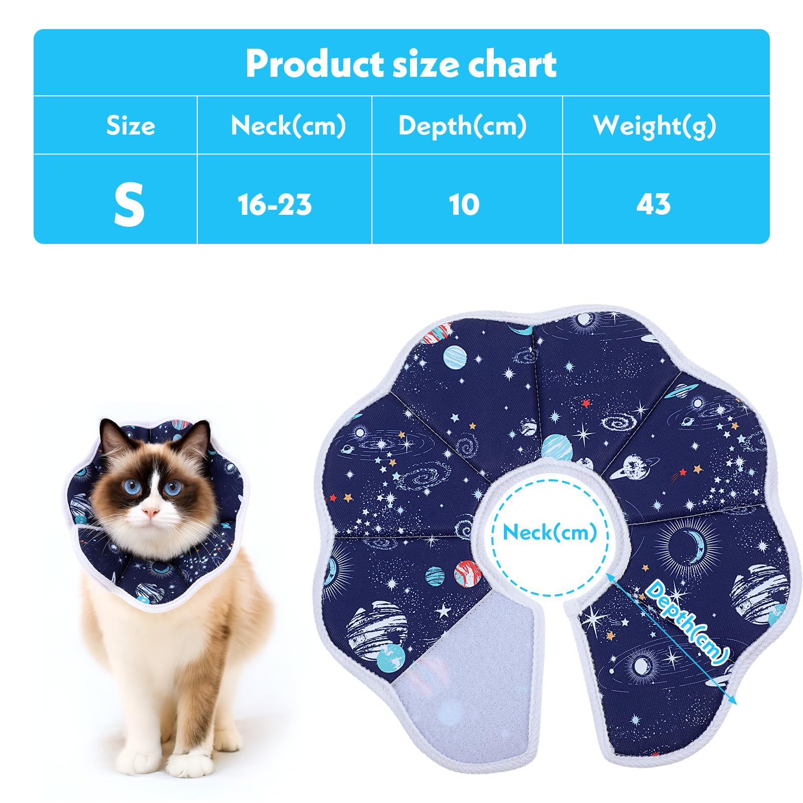 YBEATY Cat Cone Collar Soft Adjustable Lightweight Cat Recovery Collar to Stop Licking Protective Cats Neck Cone After Surgery for Small Animal Cats Kittens Puppies After Surgery Grooming - Image 2