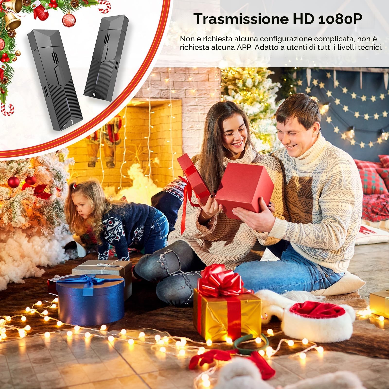 Trasmettitore e ricevitore HDMI wireless 2,4/5 G 1080 P Plug & Play per streaming video e audio da PC/TV Box su monitor/TV/proiettore (30 m)