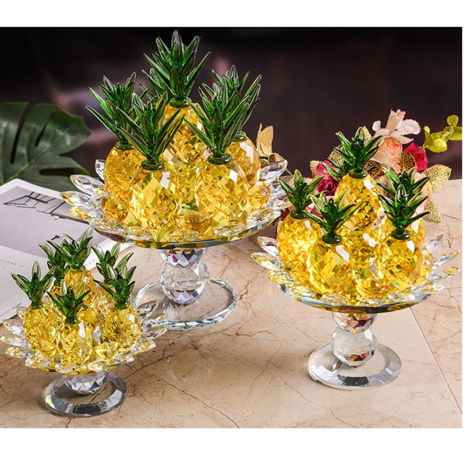 Amazon.co.jp: ガラス置物 パイナップル 果物皿 回転可能 K9クリスタル