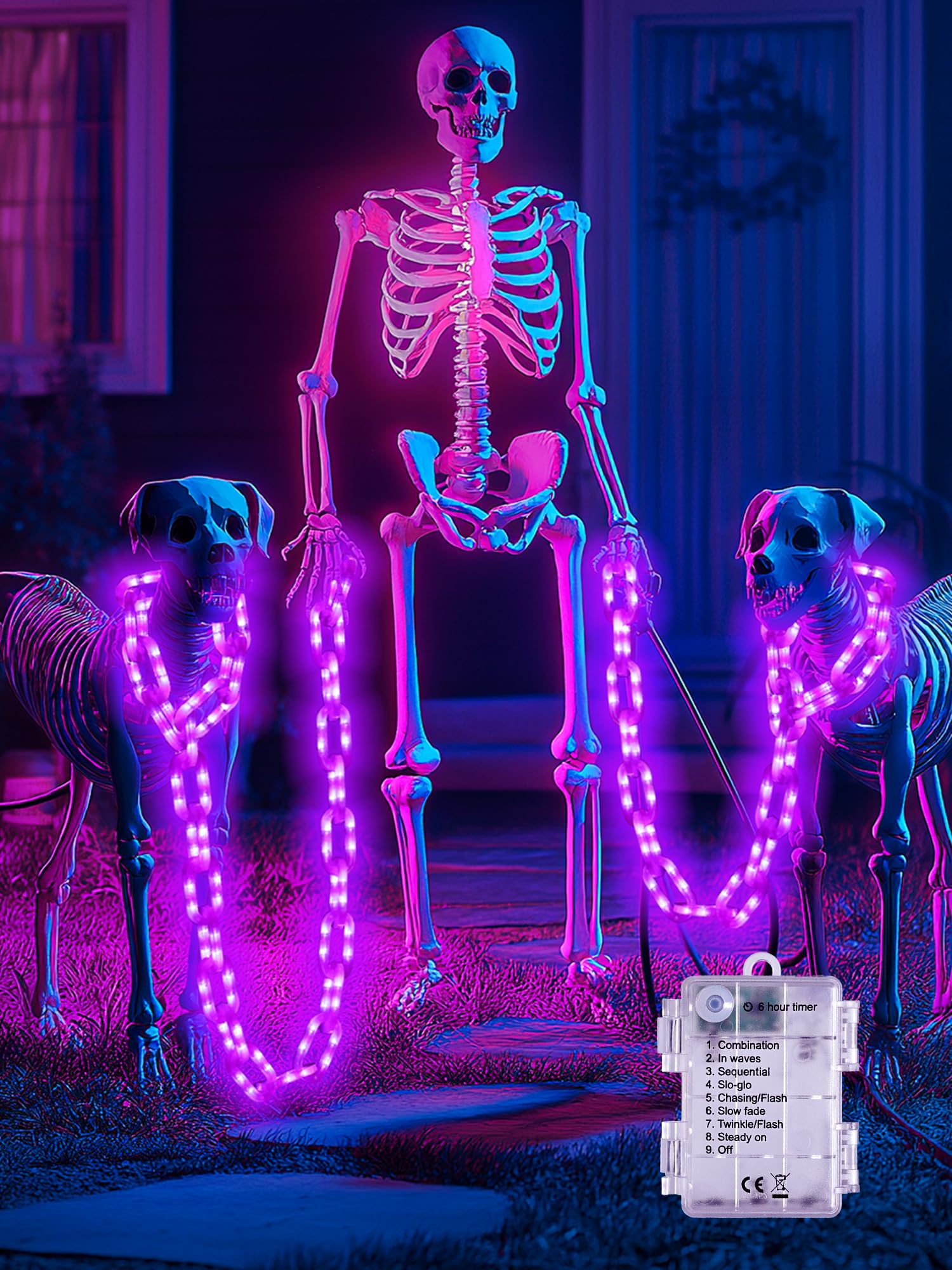 Halloween Dekorationen Batterie-Lichterkette – 3 m 160 LED Kunststoffkette Lichterkette mit wasserdicht, 8 Beleuchtungsmodi und Timer-Funktion, US-Patentprodukt (lila)