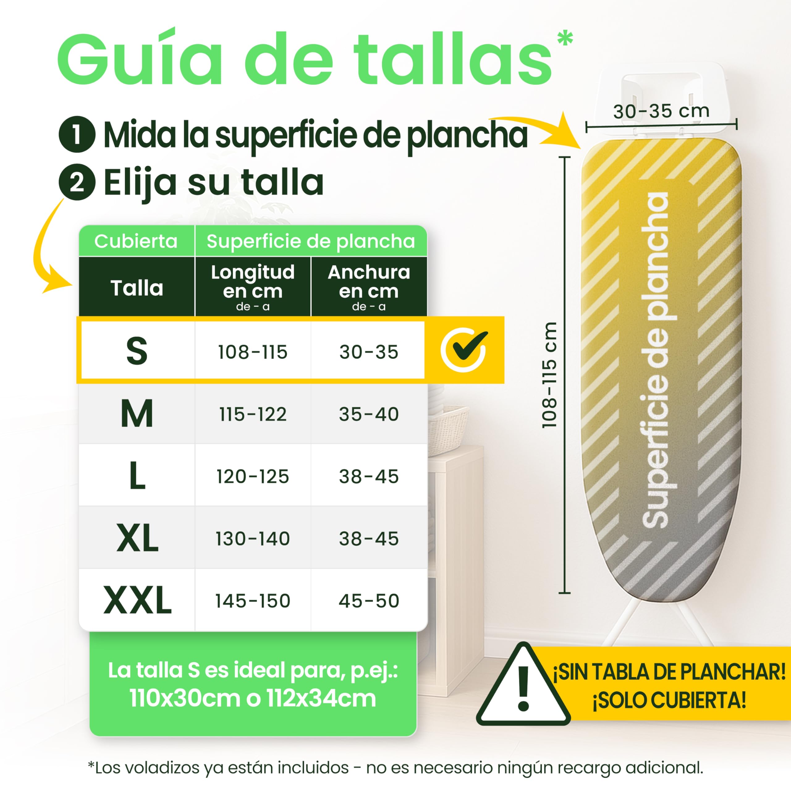 SimplySmooth Funda Premium 110x30 cm | Oeko-Tex 100 Relleno cómodo | para Tablas de 108-115x30-45 cm | Talla S - 2