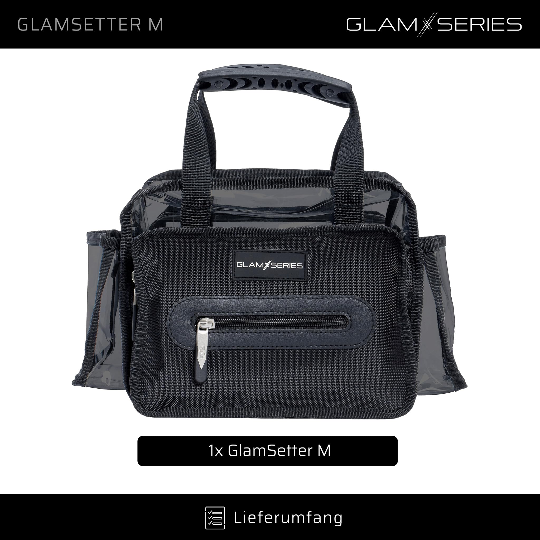 GlamSetter M Kosmetiktasche 230 x 120 x 180 mm, transparenter Make up Organizer mit flexiblen Trageoptionen