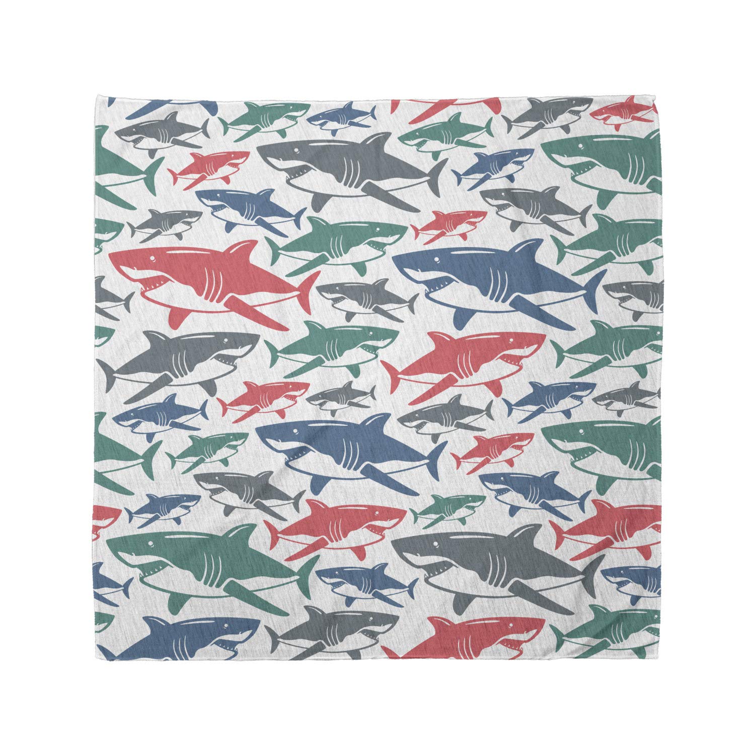 Ambesonne Shark Bandana, Colorful Shark Patterns, Unisex Head and Neck Tie