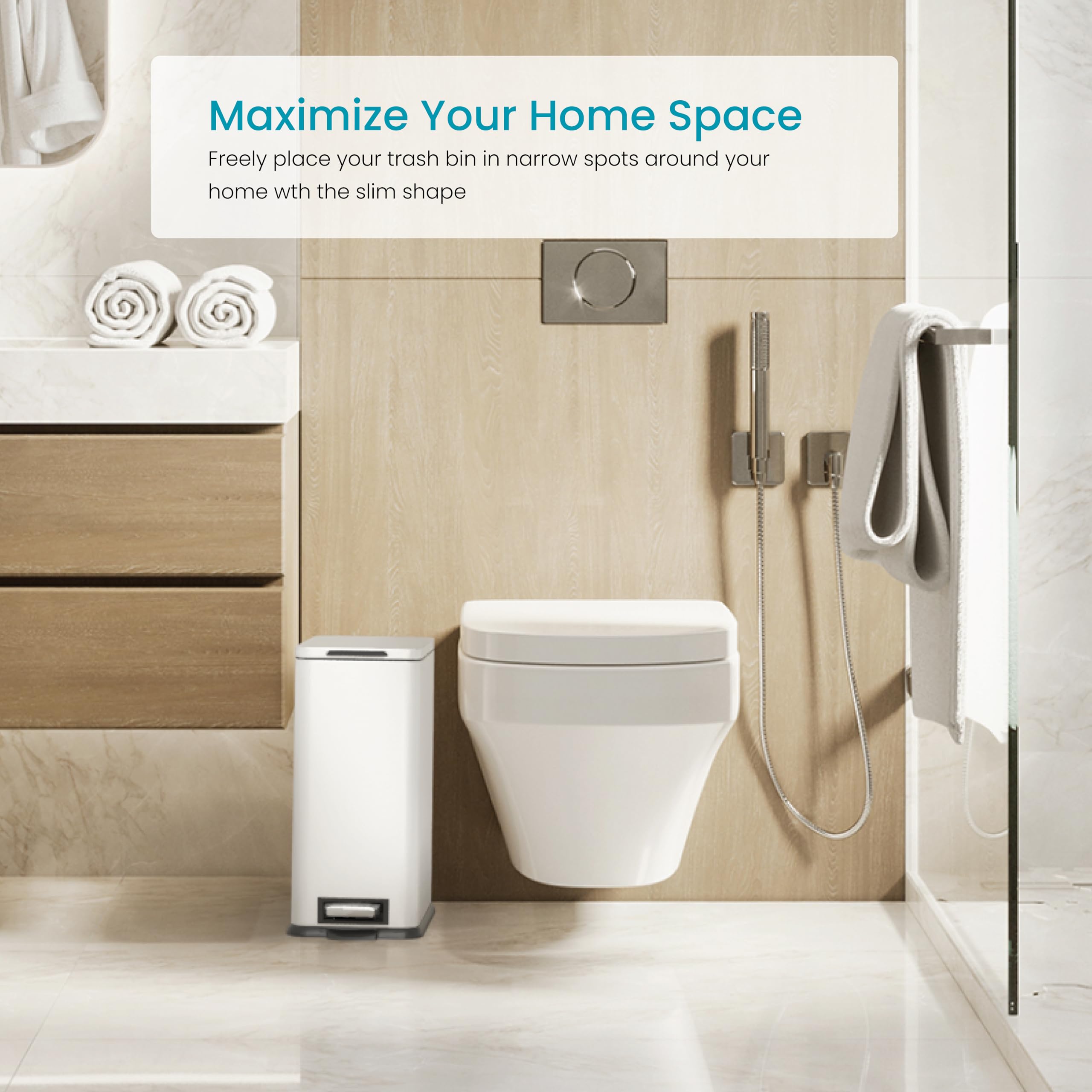 Home Zone Living Küchenabfalleimer – 16,7 Liter, Edelstahl Mattschwarz, Mit Trittpedal & Soft-Close