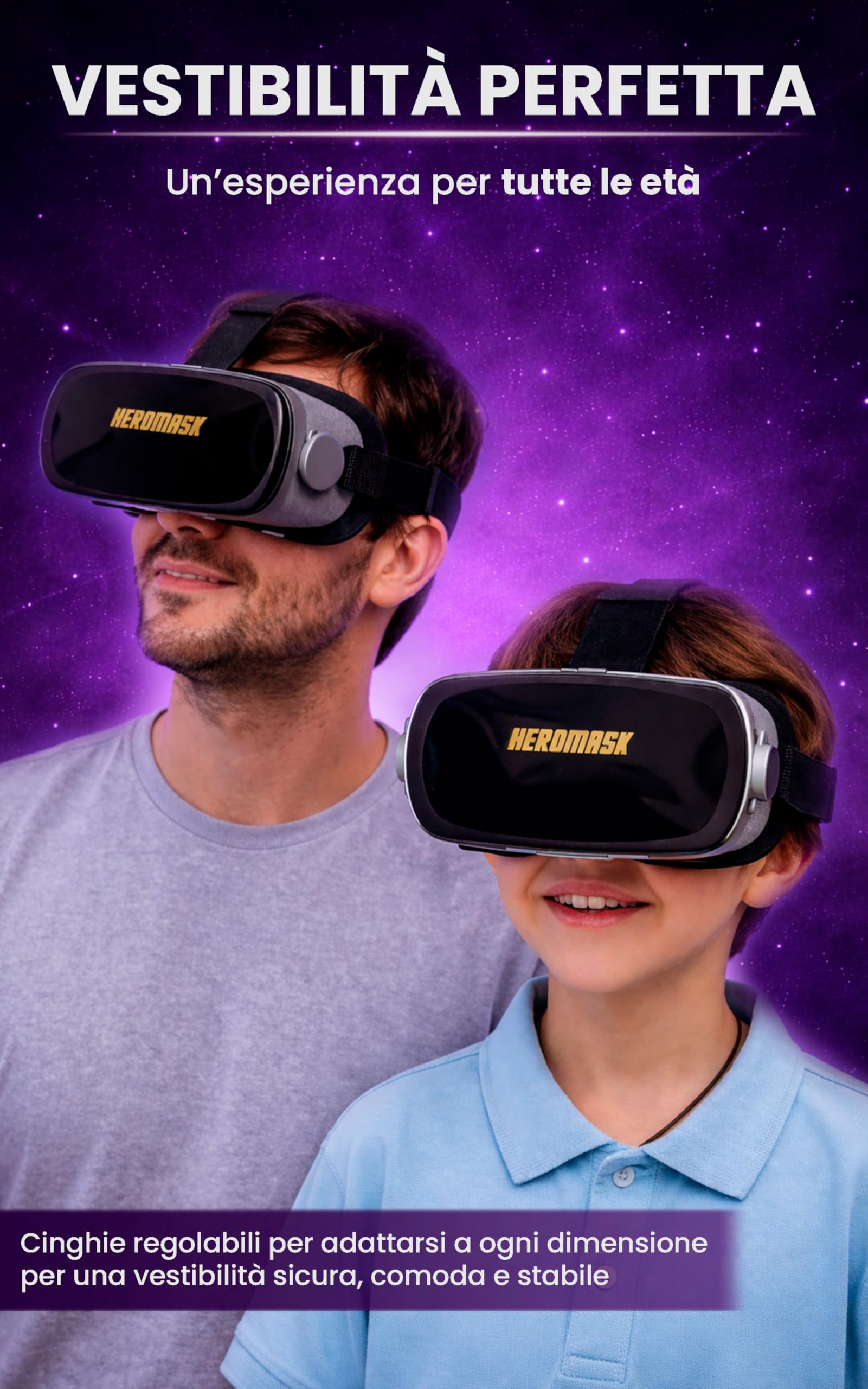 Heromask Essentials Visore Realtà Virtuale per Smartphone · VR 3D e 360° | Film 3D, video 360° e giochi VR con il tuo smartphone. Lenti HD regolabili. Idea regalo per adulti e famiglia