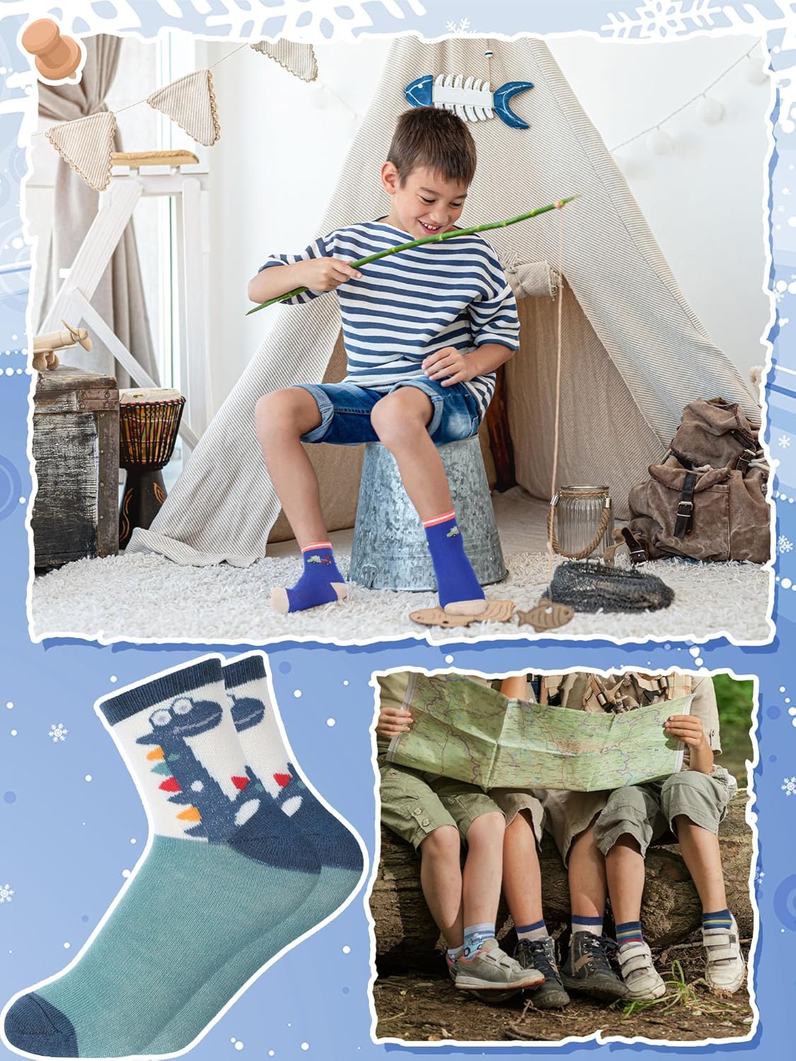 20/40 Pairs Cartoon Socks for Boys Toddler Car Dinosaur Patterned Sport Round Neck Boys Dress Socks - Image 2