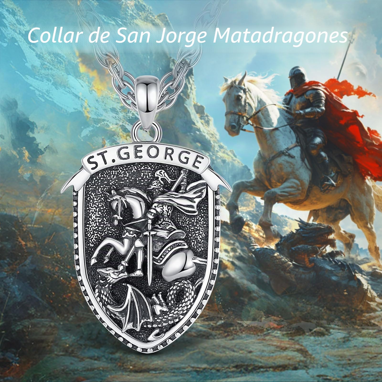 CELESTA Mujer Hombre Colgante San Benito Medalla San Miguel Arcangel San Cristóbal Medalla Virgen Milagrosa Protección Collar Plata de ley 925 Joyeria Religiosos Regalos Cristianismo Católico