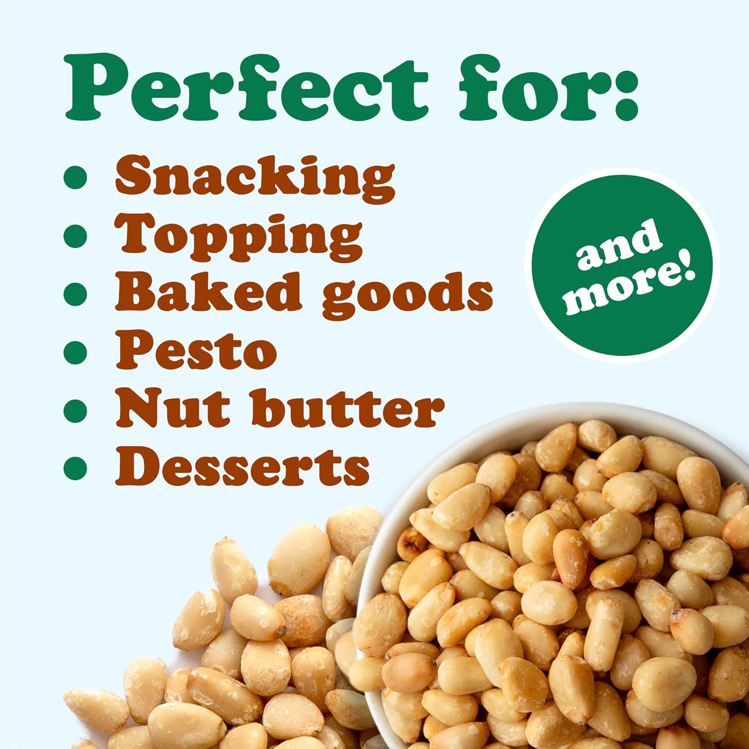 Food to Live Dry Roasted Pine Nuts, 1 Pound – Naturally Tasty and Crunchy, Nutritious and Delicious, Perfect for Cooking, Baking and Snacking, Vegan, Kosher, Bulk