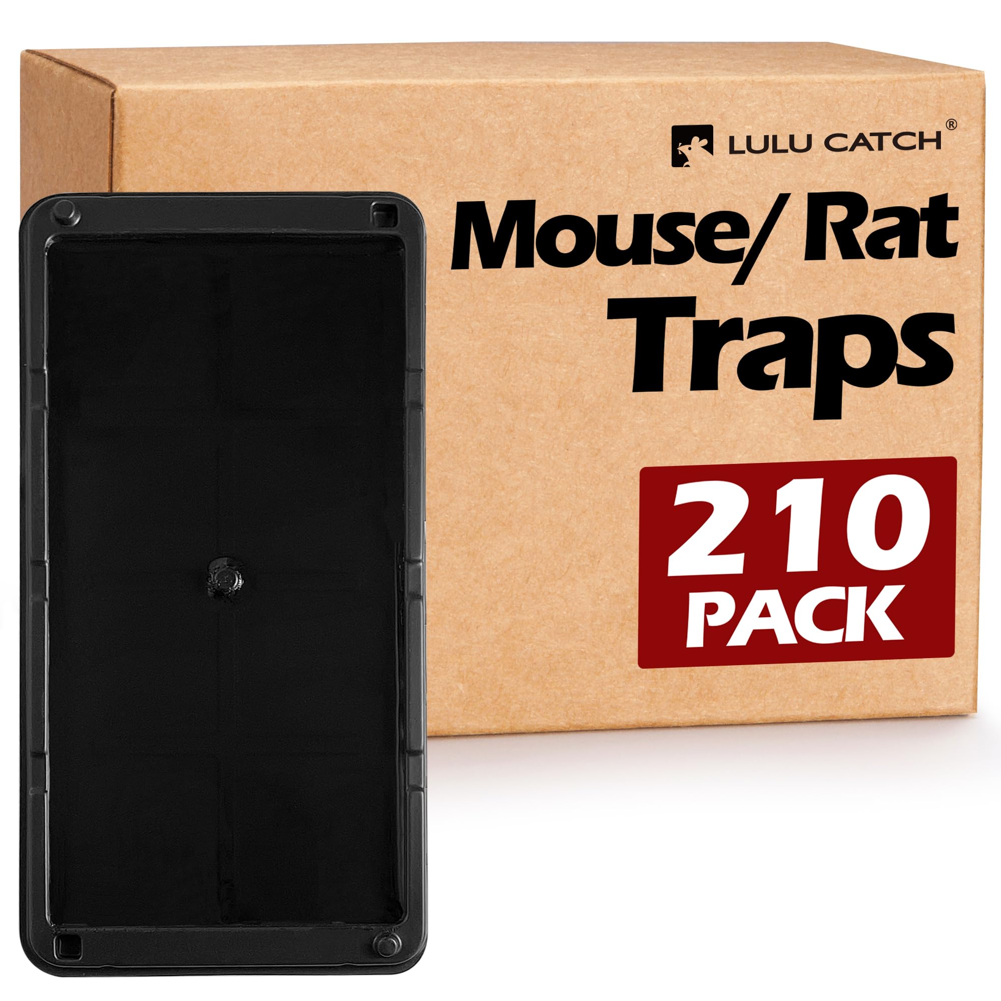 LULUCATCH Sticky Mouse Trap, 210 Pack Large Glue Traps, Pre-Baited Heavy Duty Non-Toxic Bulk Glue Boards Mouse Traps Indoor for Mice, Snakes, Rat, Insects, Cockroaches &amp; Spiders, Pet Safe Easy to Use