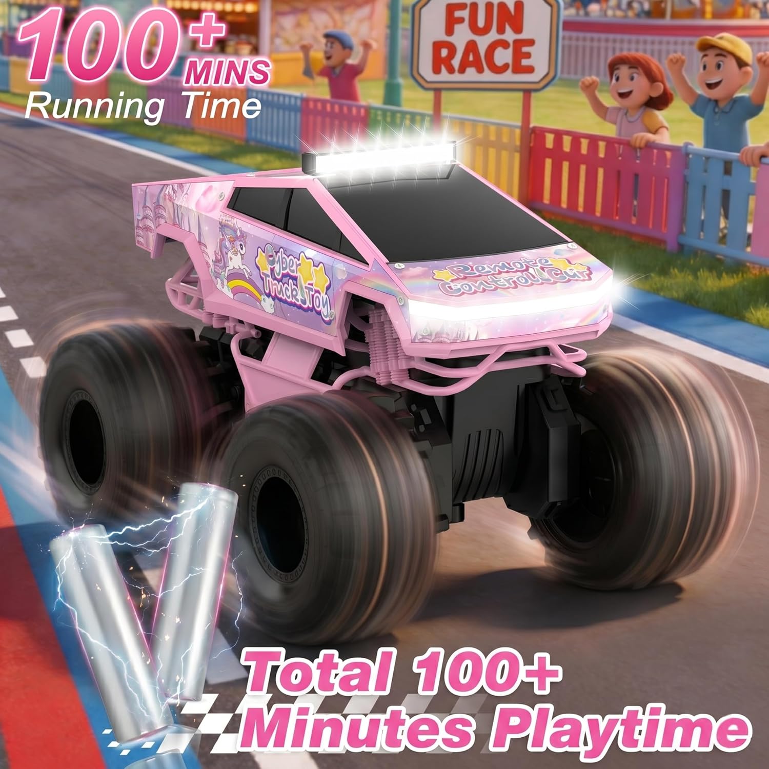 Remote Control Car, Unicorn Amphibious RC Cars for Girls Boys, 2.4GHz Waterproof Monster Truck All Terrain Off-Road Vehicle, 360° Flips RC Crawler with 2 Batteries, Toys Gifts for Age 6 7 8 9 10+