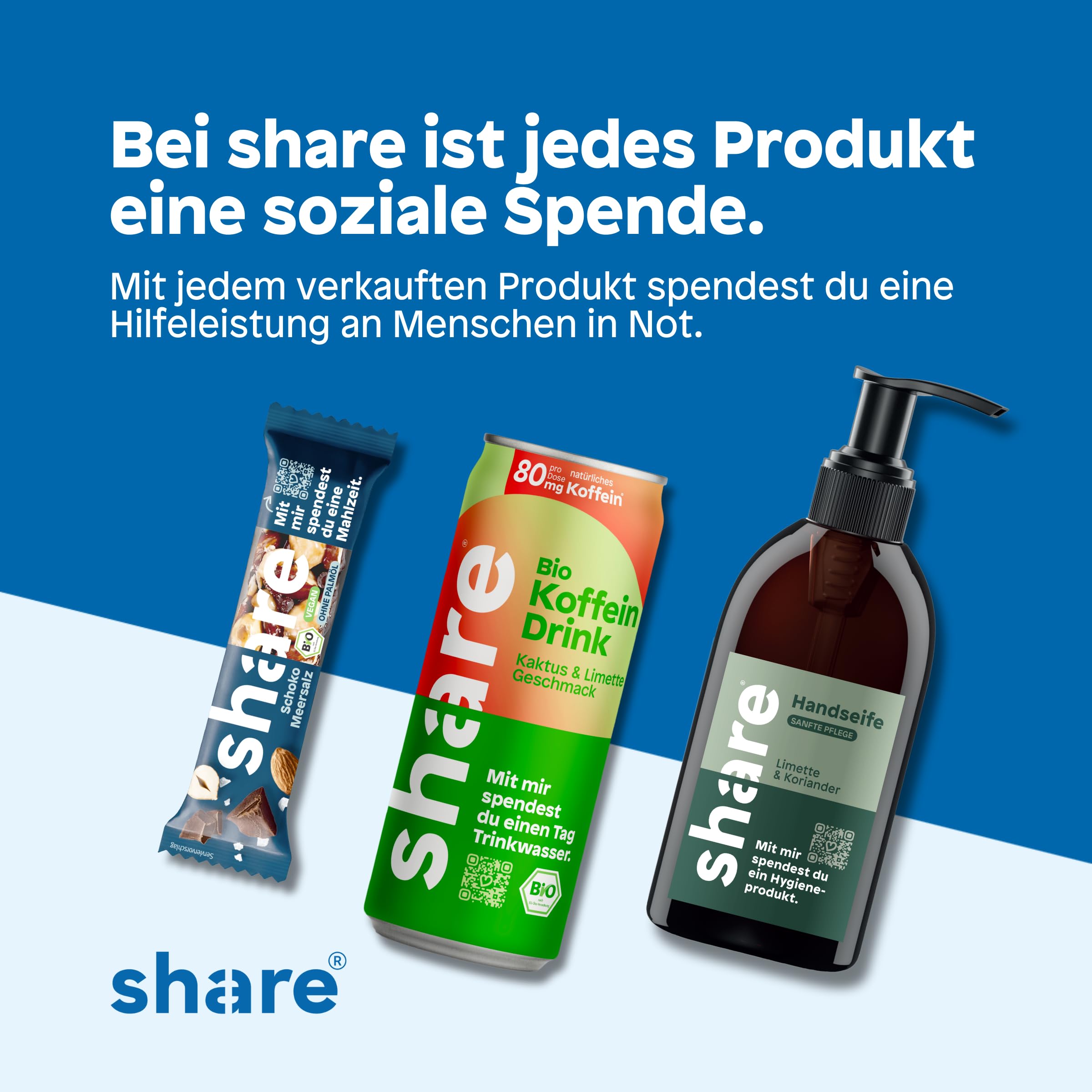 share Bio Koffein Drink Beere & Acai (24 x 250 ml) | Vegan, Koffeinhaltiges Erfrischungsgetränk, 80 mg natürliches Koffein aus Bio-Kaffeebohnen pro Dose, Jeder Kauf spendet