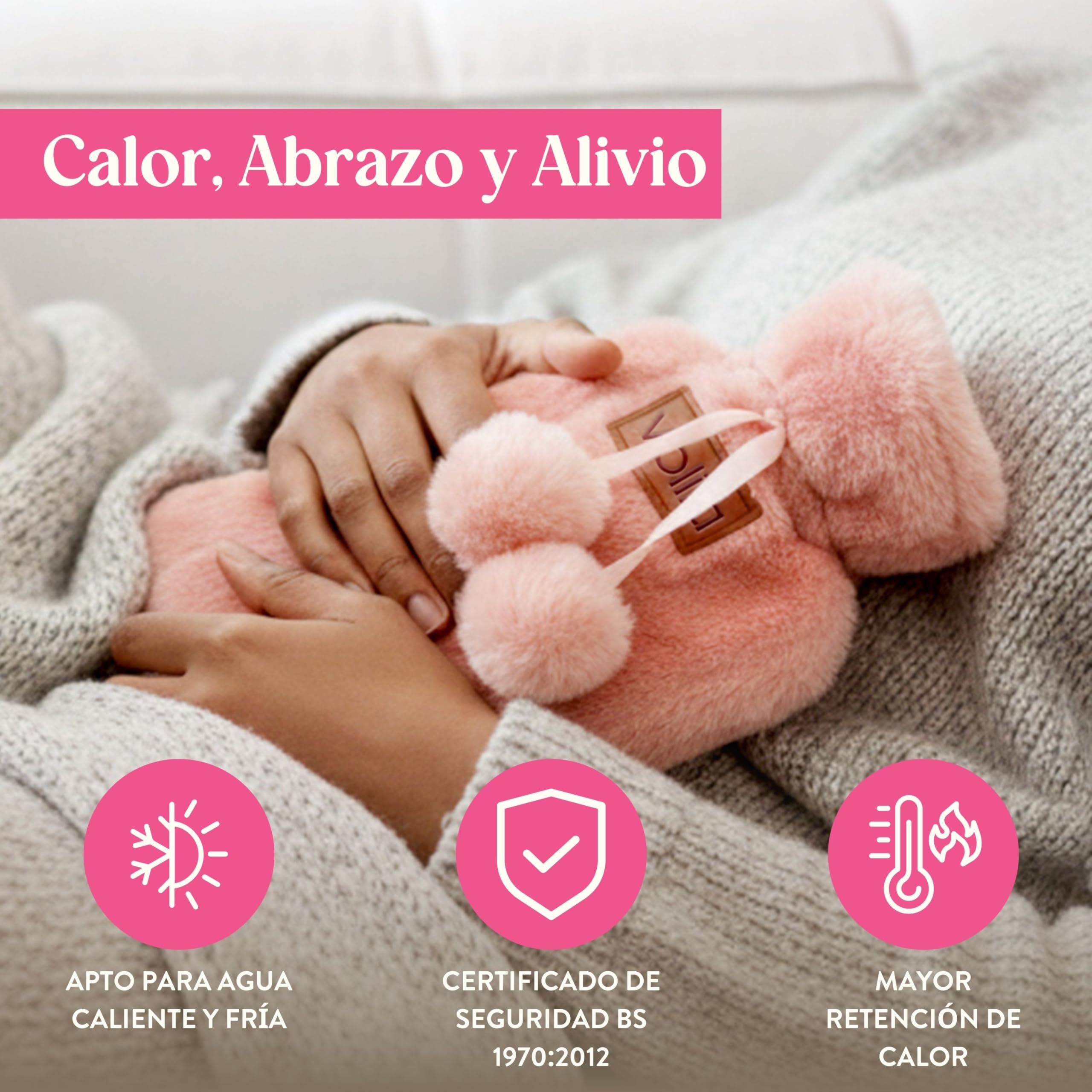 Regalo para Mujer - Set Regalo Mujer con Bolsa de Agua Caliente Rosa, Calcetines de Felpa, Taza, Vela de Lavanda, Máscara para los Ojos y Libro para Colorear con Lápices