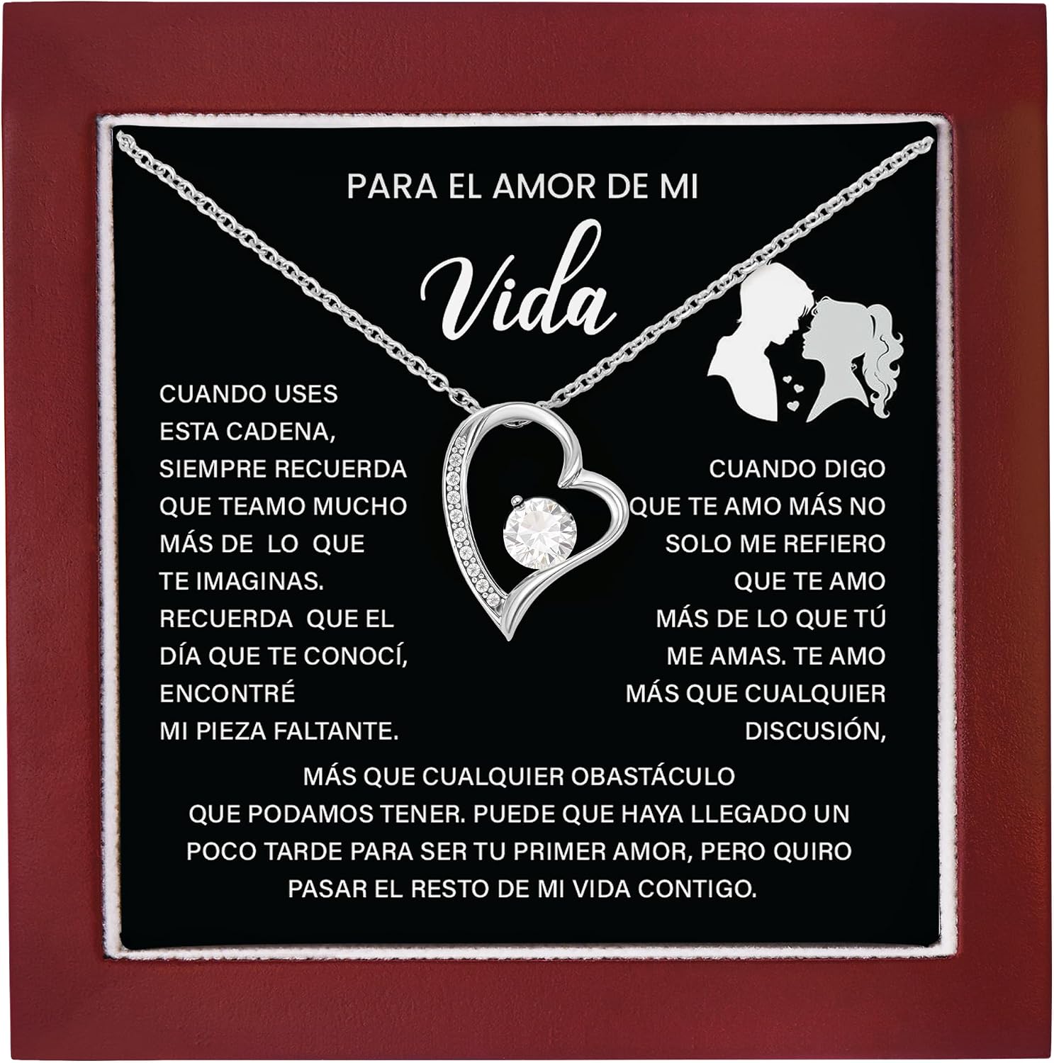 Para El Amor De Mi Vida, Un Hermoso Collar Romántico Para Esposa, Novia, Colgante De Alma Gemela, Regalo De Aniversario, Cumpleaños, Regalo De San Valentín Para Mujeres Con Una Tarjeta Y Una Caja Con Un Mensaje Significativo.