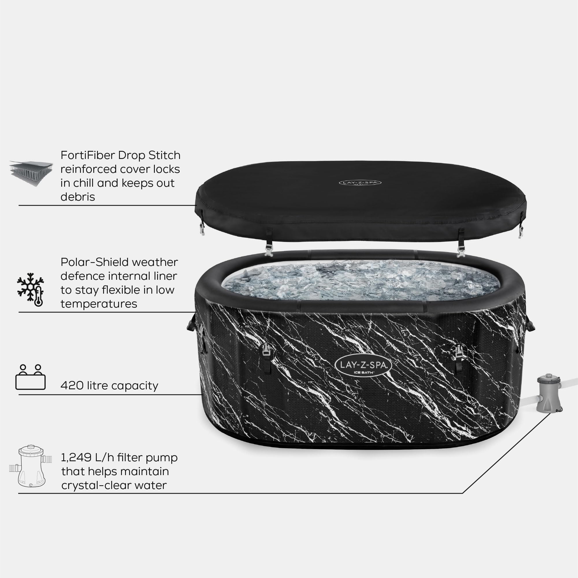 Lay-Z-SPA Glacial Dip FortiFiber - Bañera de inmersión fría (1,52 x 92 x 71 cm)