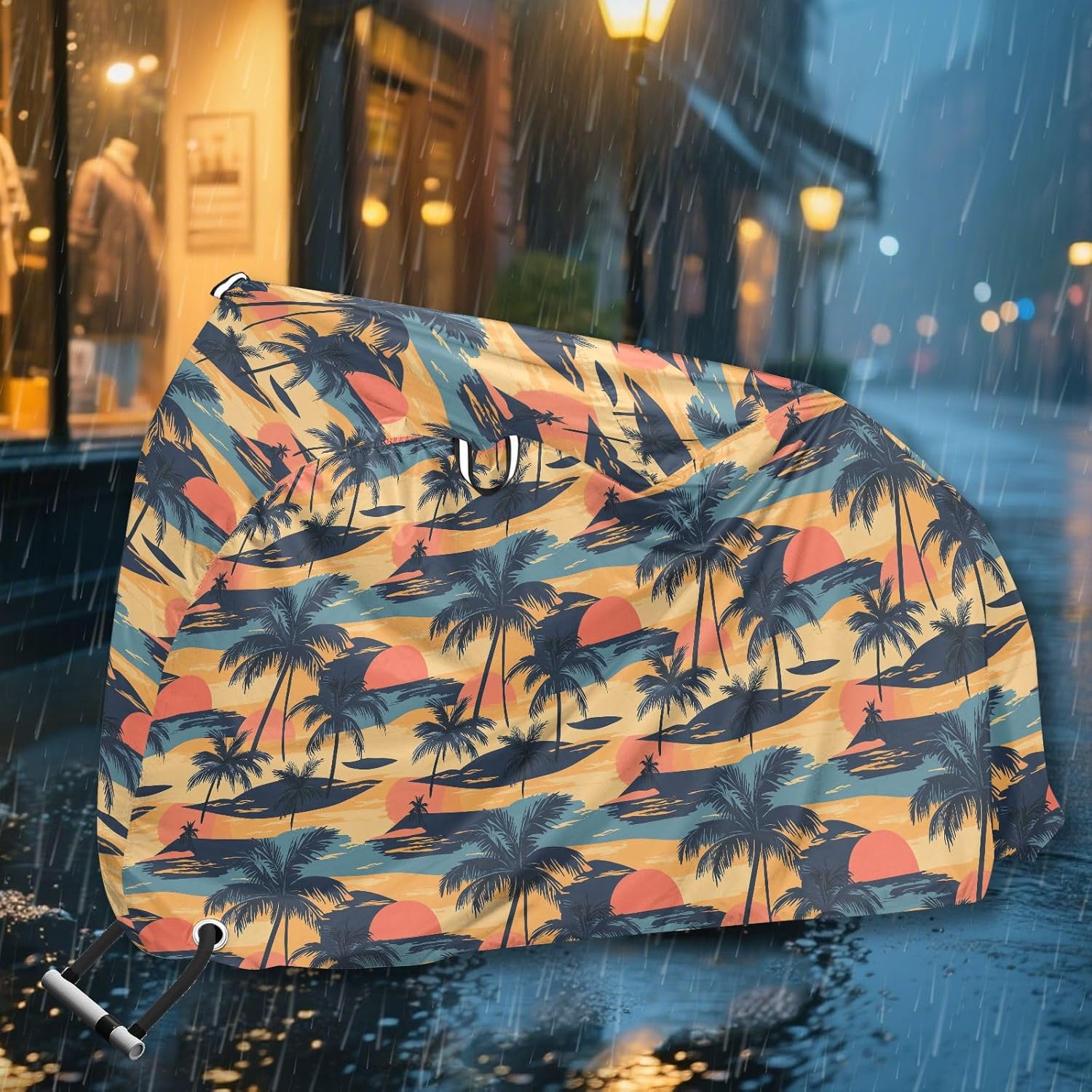ALAZA Sunset Palm Bike Cover Waterproof Outdoor Ebike Bicycle Covers Tarp Protection for 1/2 Bikes, Sun UV Dust Wind Proof