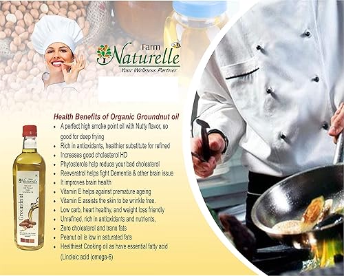 Miniatura 2 de Farm Naturelle - Nuez molida orgánica virgen prensada Kachi Ghani, aceite de cacahuete (cacahuete/moongphali), aceite de 16.9 fl oz en botella de