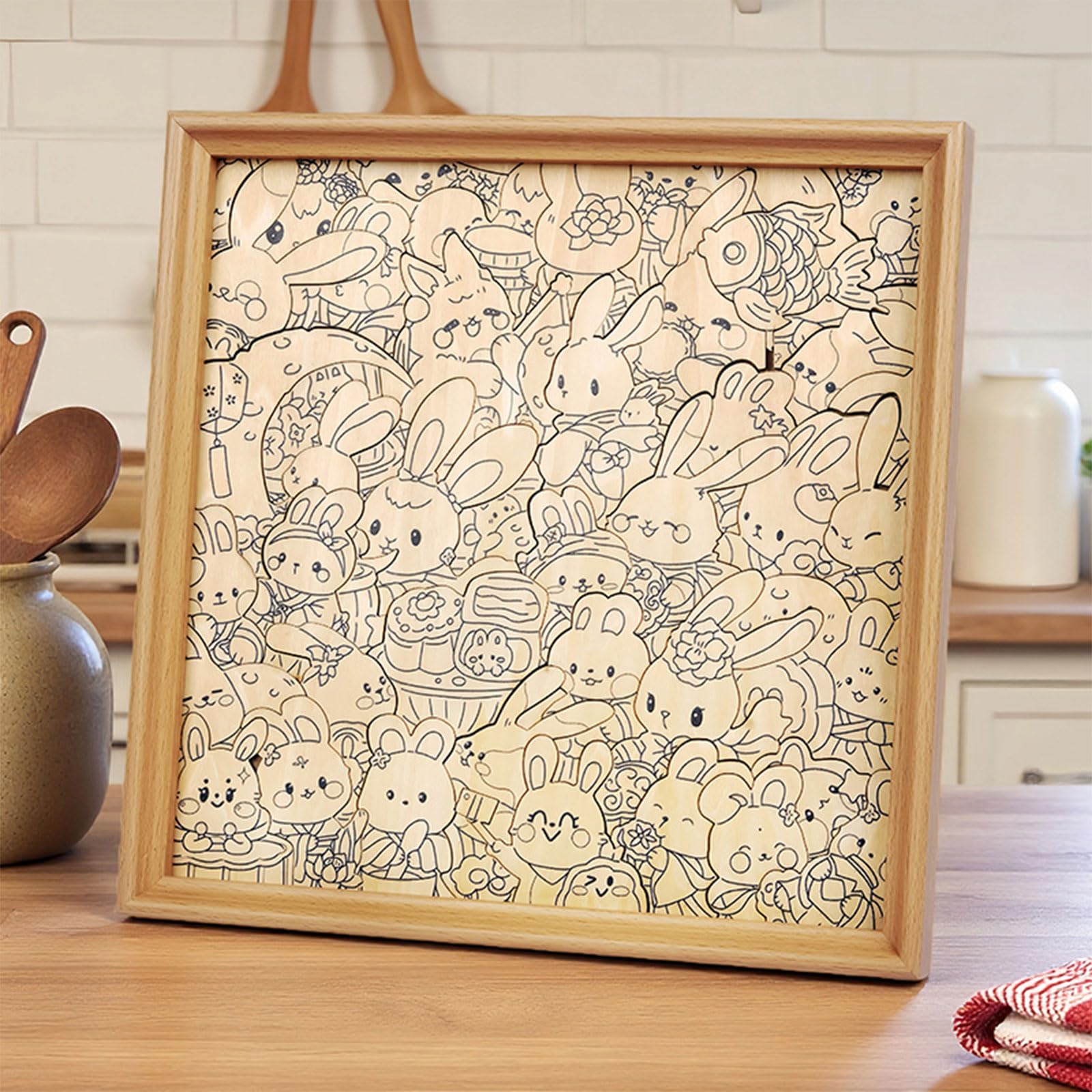 Juego Educativo de Rompecabezas de Pintura con Recortes de Animales, rebanadas de Animales de Madera para niños pequeños, Pintura y decoración del hogar, Rompecabezas de Madera