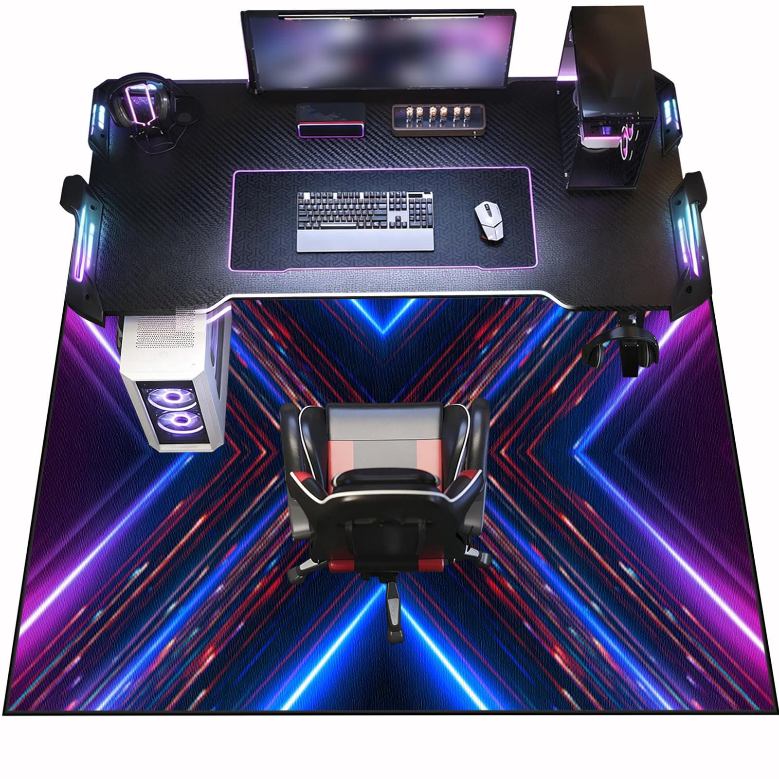Office Gaming Chair Mats for Carpeted and Hardwood Floor, 150 x 200 cm Heavy Duty Floor Mat for Office Chair Anti-skidding, Carpet Protector Chair Mat for Home and Office, Computer Gaming Chair Mat