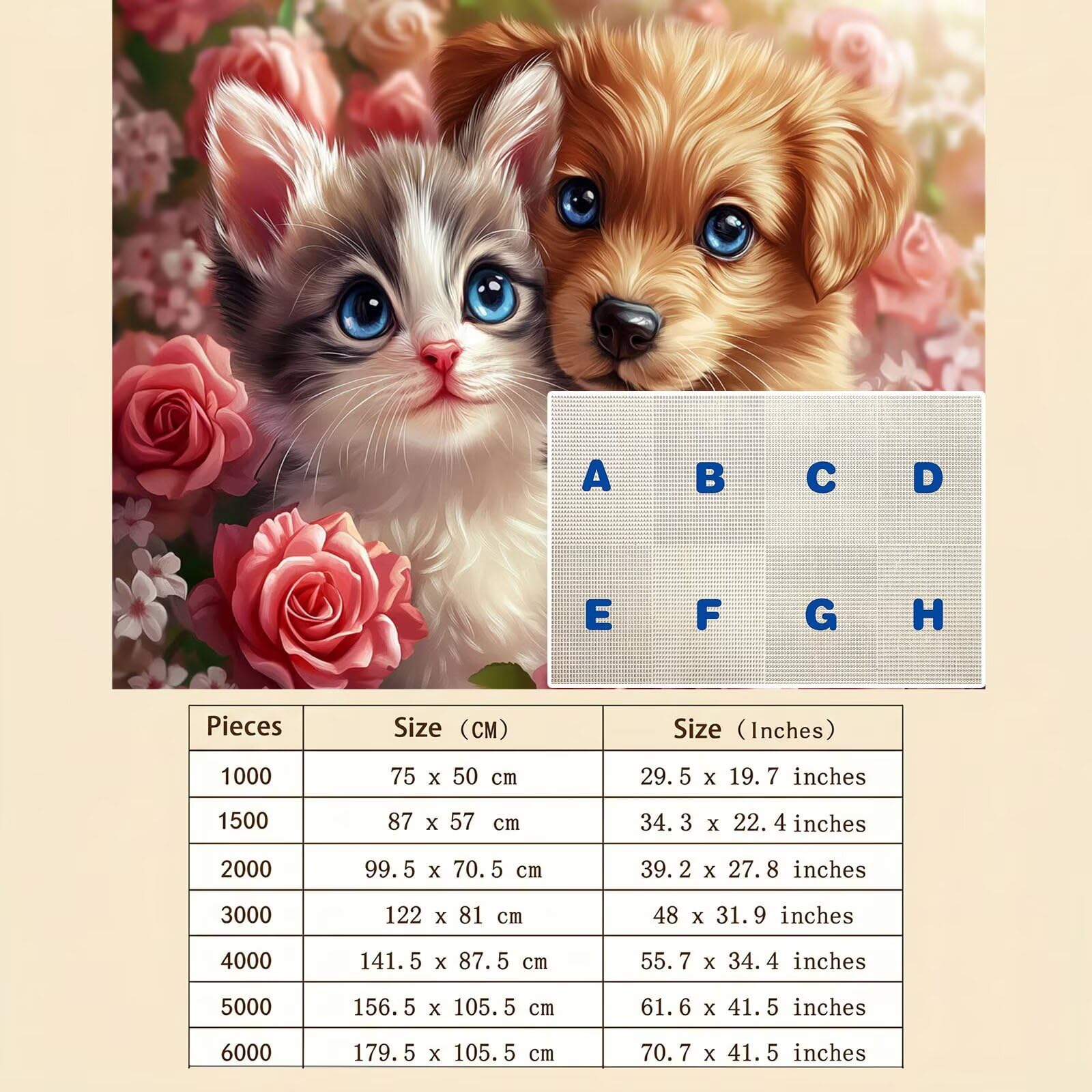 Puzzle 2000 Pezzi Classici, Puzzle gatto cane 99 x 70 cm, Gioco Educativo e Antistress in Legno con Poster Incluso,Ttività Creativa DIY per Famiglia, Regalo per Appassionati, Decor Parete Casa, f0-702