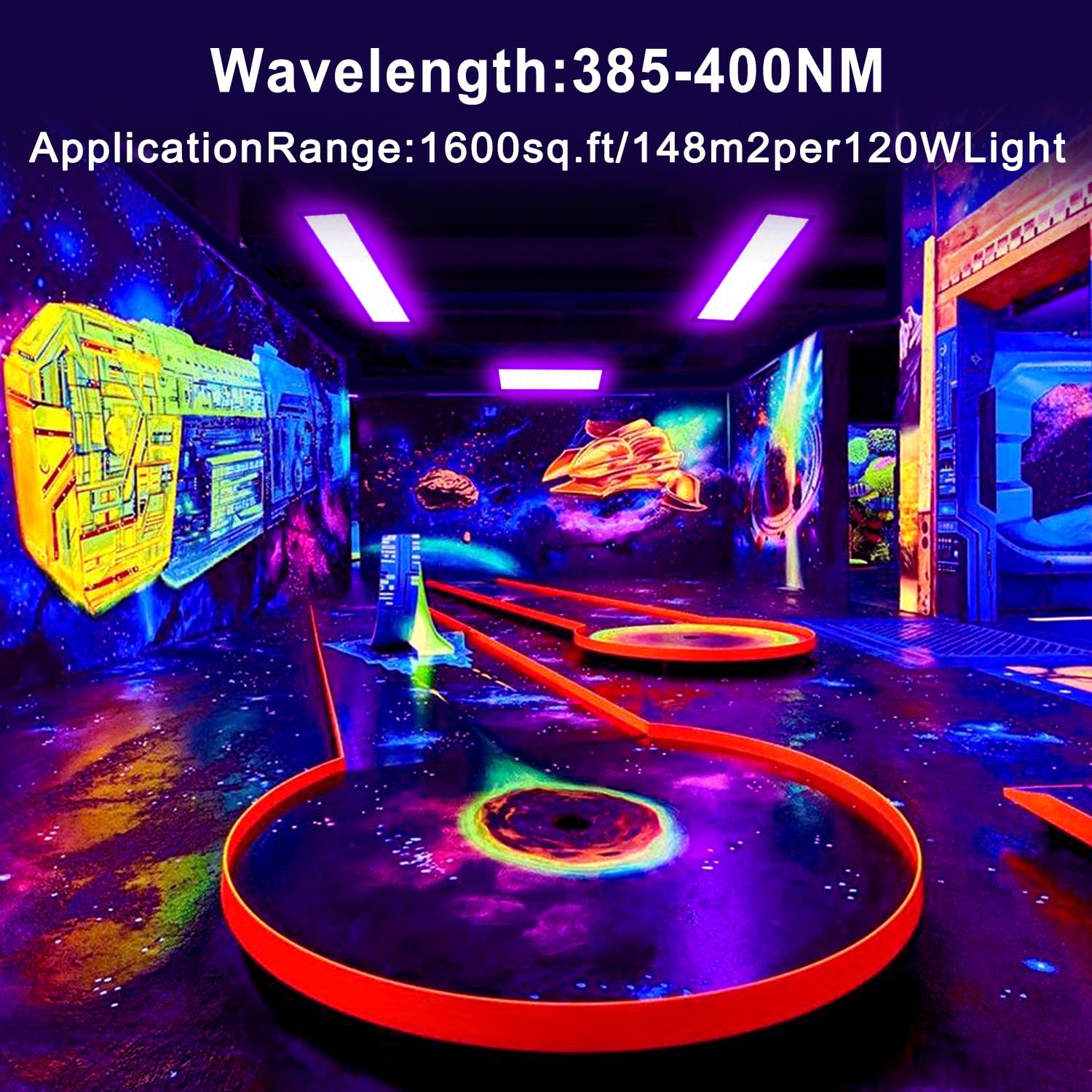 Remon 120W Black Light Bar, LED Blacklight with Plug and Switch, 180 LEDs IP66 Black Lights for Glow Party, Bedroom, Halloween Decorations, Fluorescent Poster, Stage Lighting (1 Pack)