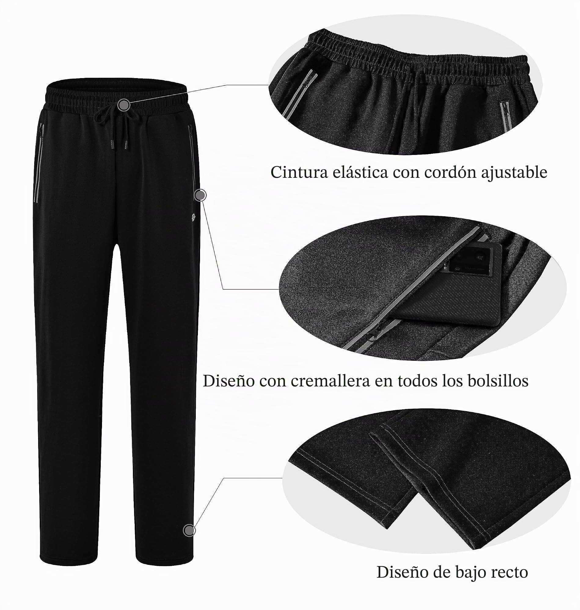 Chandal de Jogging para Hombre Deportivo Chánda con Cremallera Chaqueta de Ropa y Pantalones de Running Ligero para Correr Entrenamiento