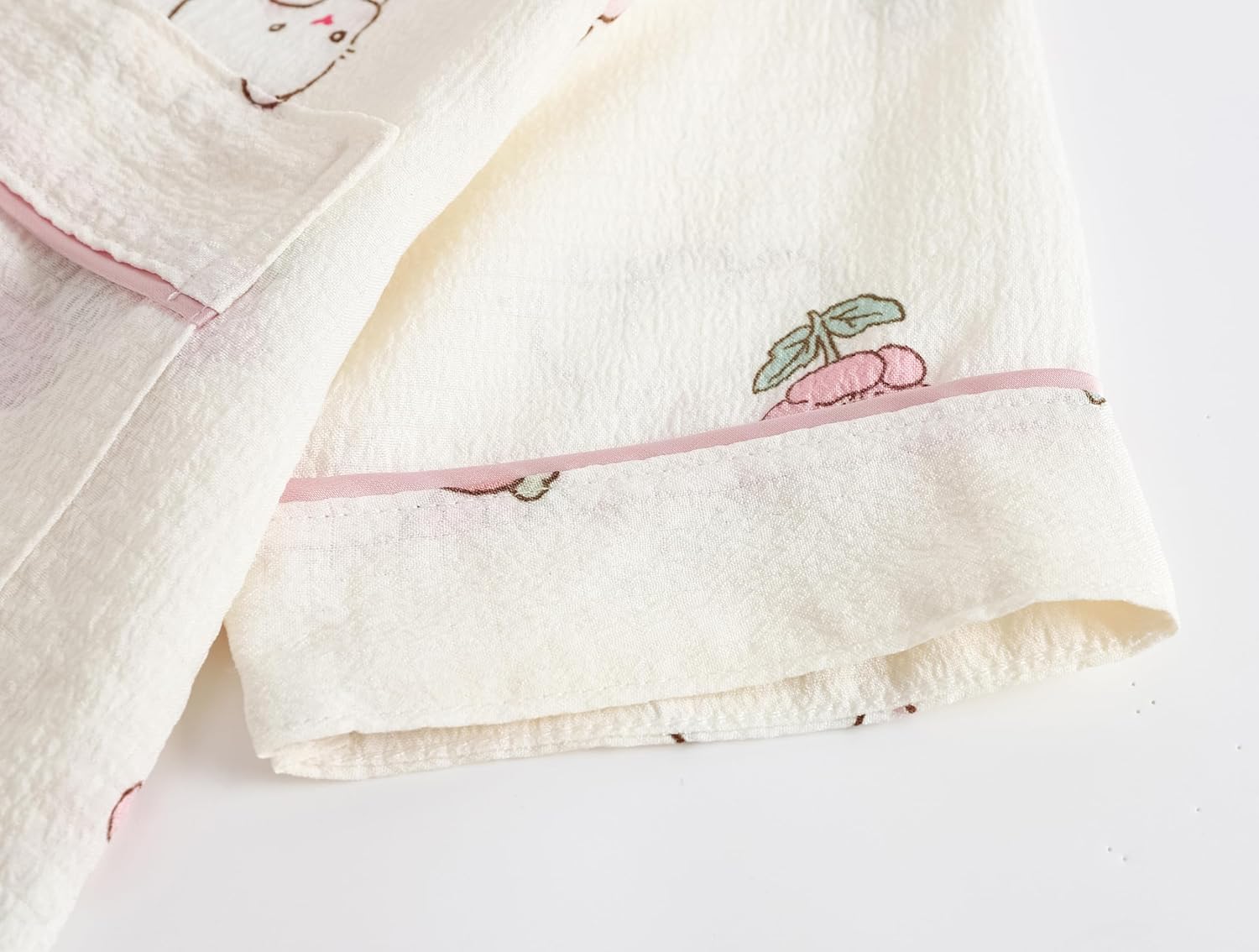 Big Girls Button Down Pajama Set 3pcs Short Sleeve Long Pants with Shorts Crepe Wrinkled Fabric Sleepwear Nighty - Image 4