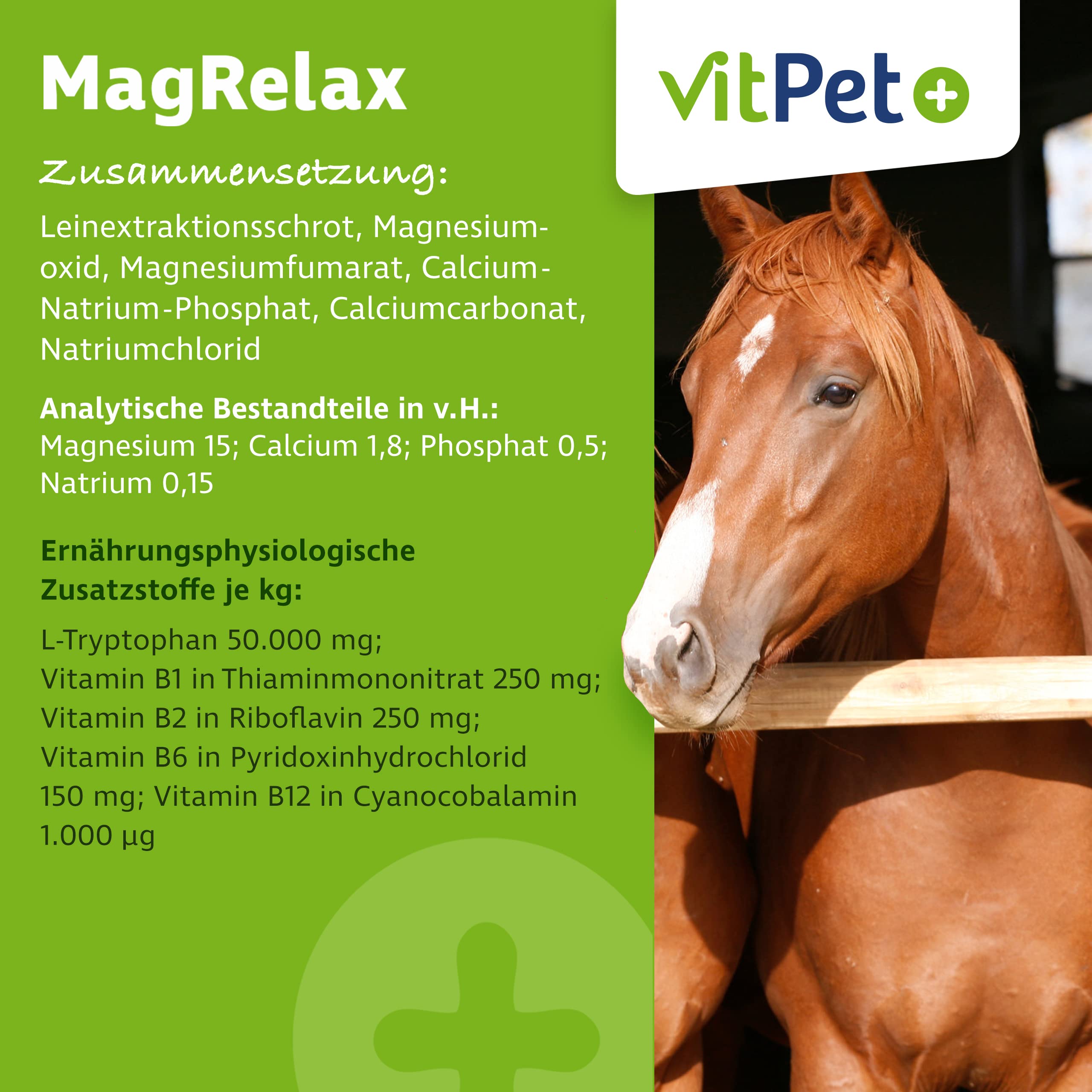 MagRelax für Pferde – Magnesium Pferd mit Tryptophan und Vitamin B-Komplex – 2 kg inklusive Dosierlöffel
