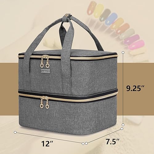 Miniatura 6 de BAFASO Almacenamiento de esmalte de uñas con capacidad para 40 botellas (0.5 fl oz - 0.5 onzas líquidas) y una lámpara de uñas, estuche de