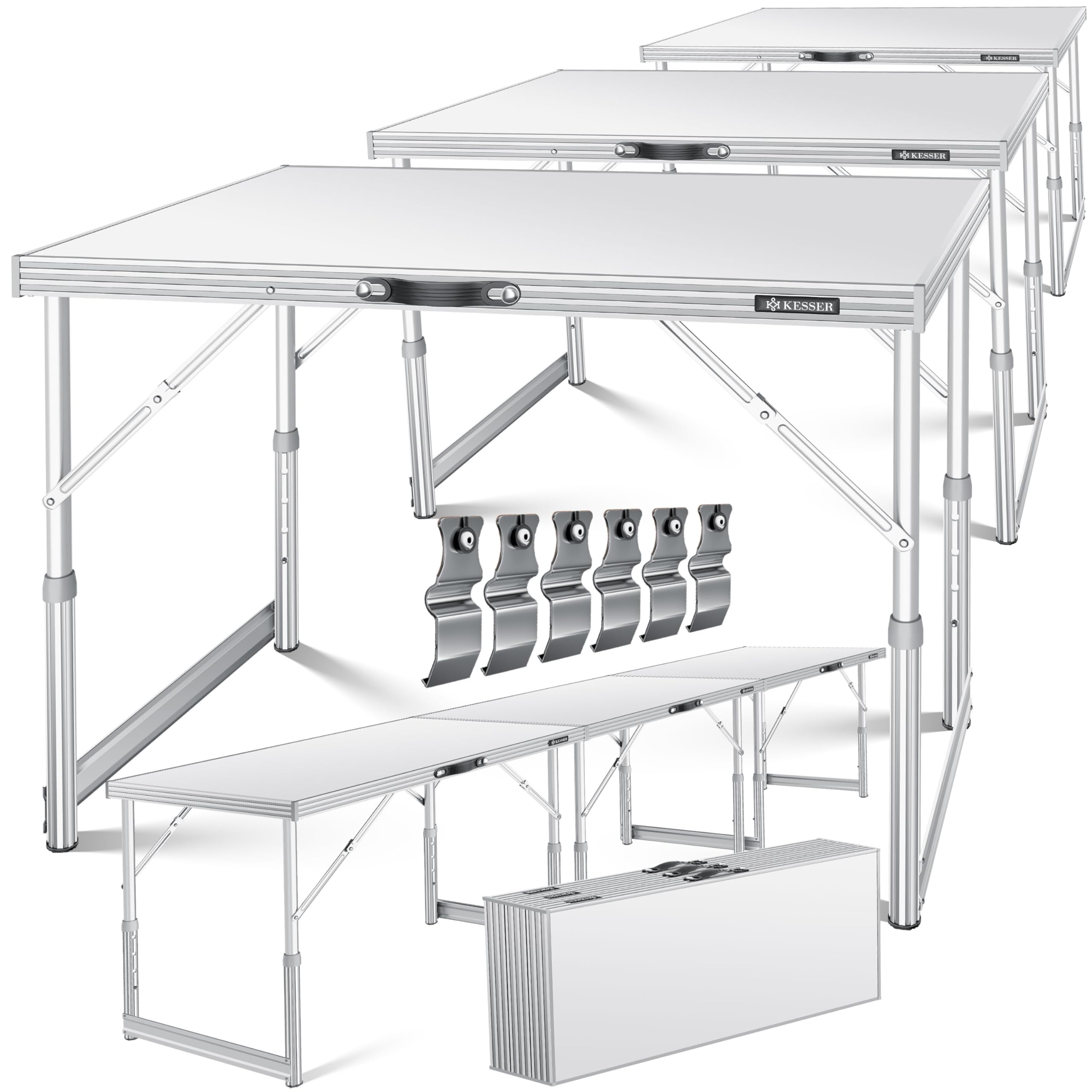 KESSER Table Multifonctions Professionnelle 100 x 60 cm Pliante 30 kg Charge Rallonge