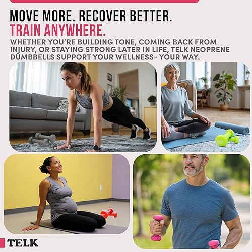Miniatura 3 de TELK Mancuernas de neopreno, agarre antideslizante de neopreno, entrenamiento de construcción corporal de lujo, ideales para ejercicio general,