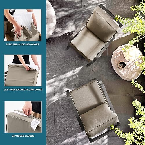 Miniatura 6 de ARTPLAN Deep Seat - Cojines para sillas de patio al aire libre, juego de 2 cojines de asiento y respaldo, 24 x 24 x 6 pulgadas y 18 x 24 pulgadas,