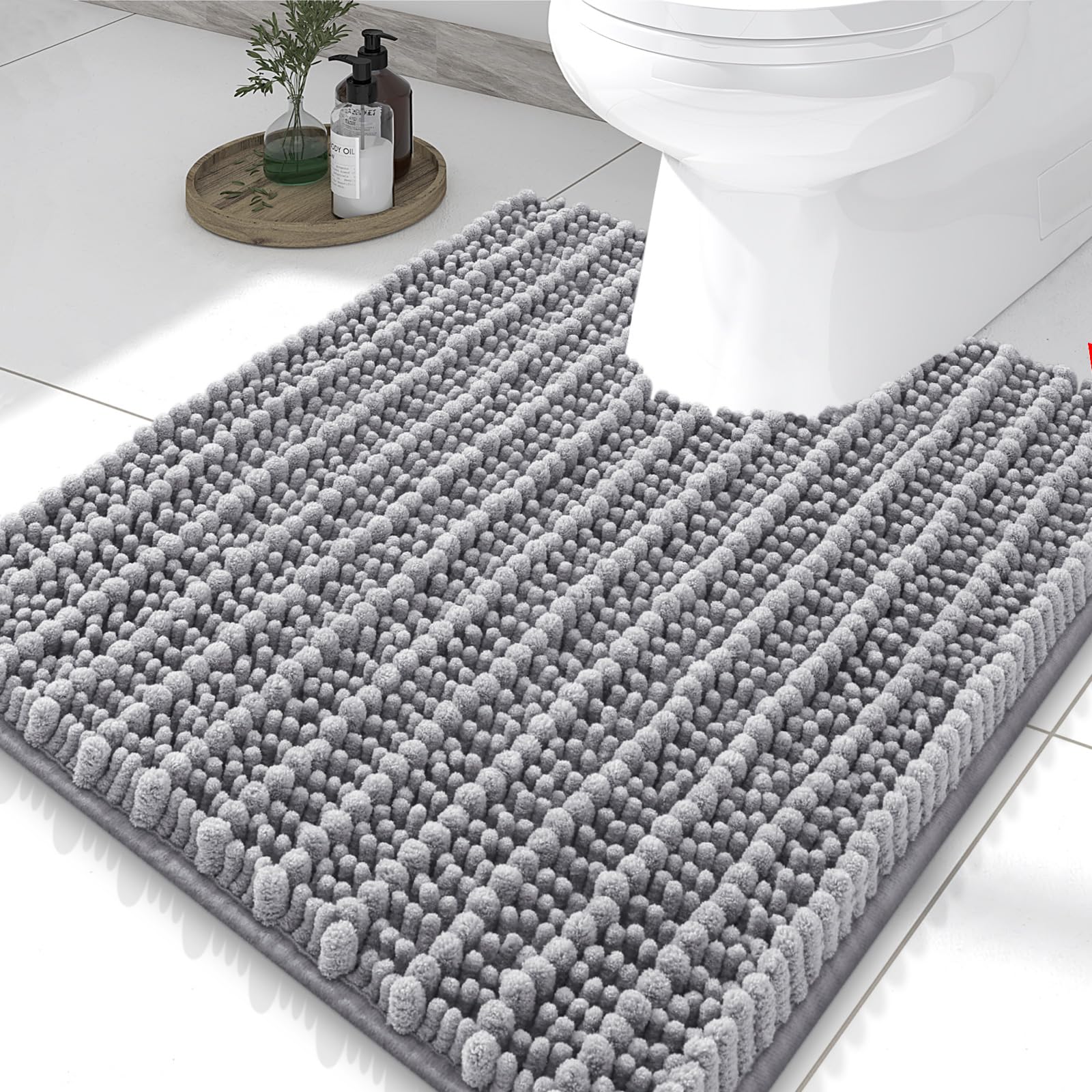 Smiry Bathroom Toilet Rugs U Shaped 24X20, Chenille Bath mats for Toilet