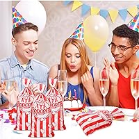 Vista 4 de Teling 100 bolsas de palomitas de maíz, 100 bolsas de palomitas de maíz para fiestas, bolsas de dulces de galletas a rayas rojas y blancas con 150