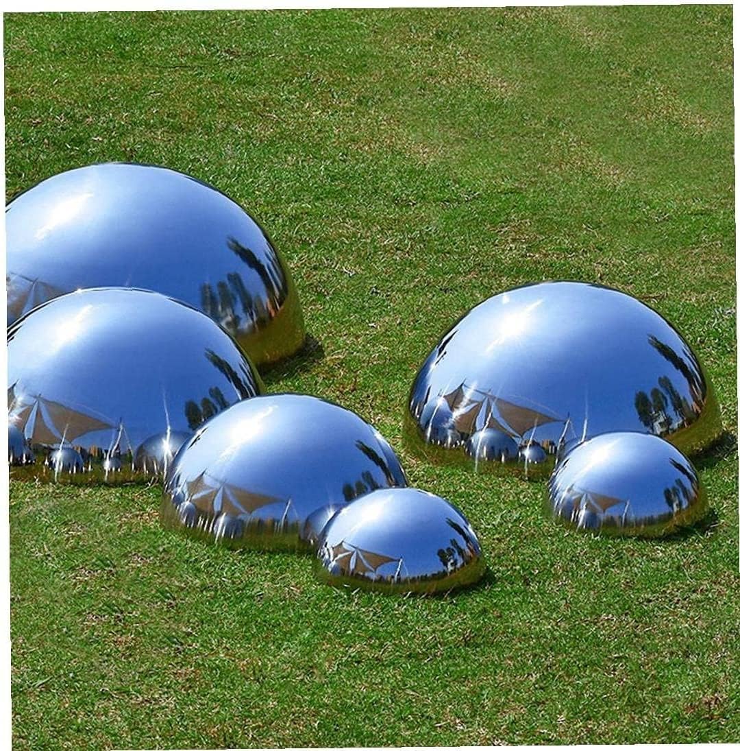 ZOENAE Gazing Ball Garden Hemisphere Ball Mirror Polished Hollow Ball Stainless Steel for Home Garden Ornament Decorations 6PCS