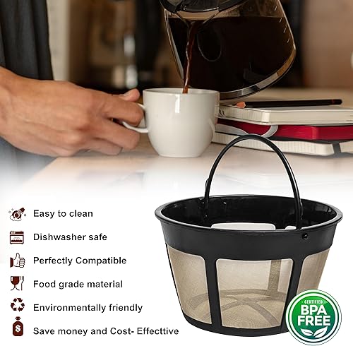 Miniatura 2 de Cesta de filtro reutilizable de 8 a 12 tazas con parte inferior de malla, para cafetera y cafetera, repuesto permanente para filtros Mr Coffee en