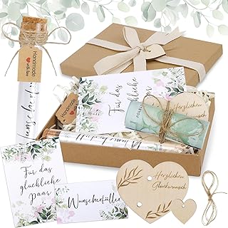 LPZMPZ Hochzeitsgeschenke für Brautpaar Geld Geldgeschenk Hochzeit Hochzeitskarte Geldgeschenk mit Grußkarte, Holzherz, Band, Bast, Reagenzglas, Geschenkverpackung