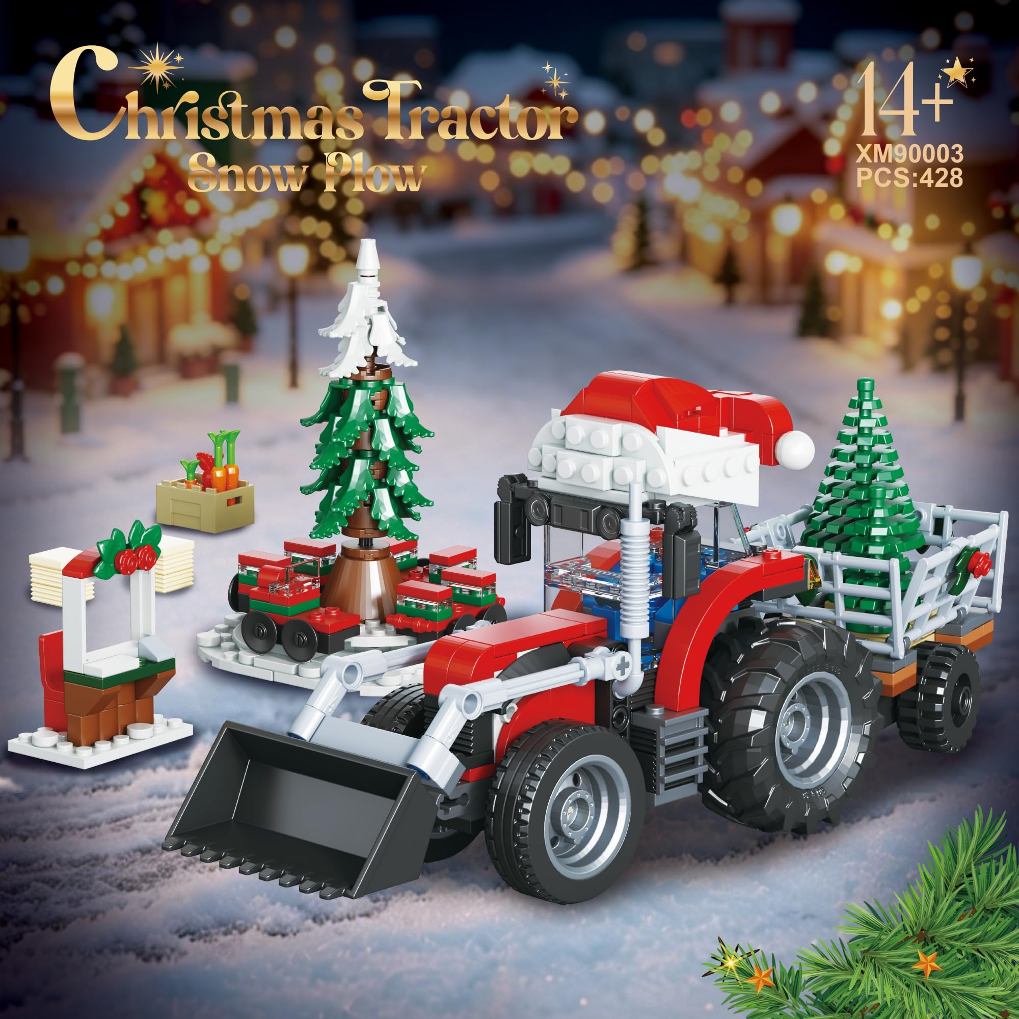 Weihnachts Bausteine Set, Ideas Traktor Schneepflug Modell, Gastgeschenk