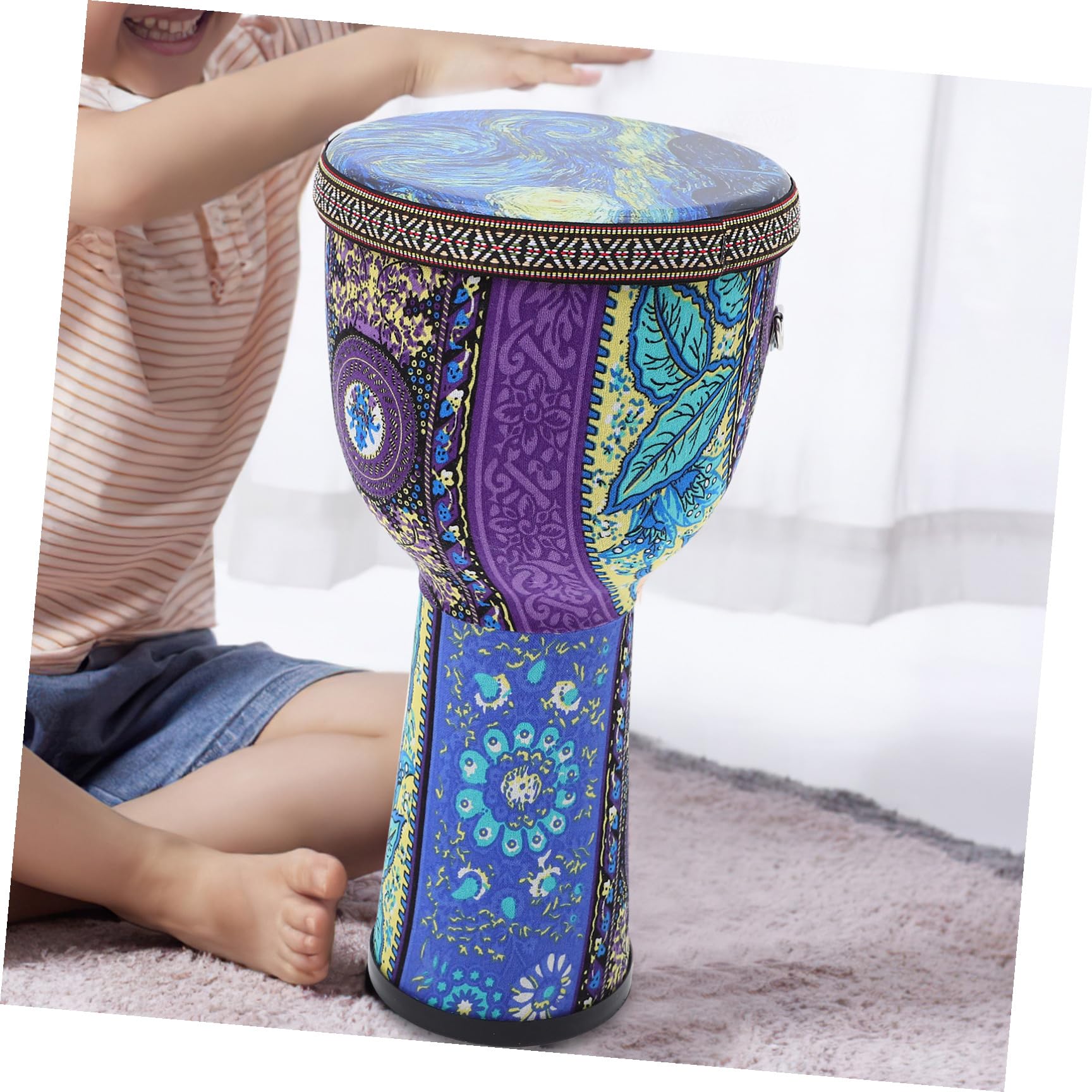 Djembé de Mano Africano 8 Pulgadas para Principiantes | Pvc Ligero, Varios Estilos Patrón Distintivo, Uso Versátil para Adultos y Niños Estilo Aleatorio