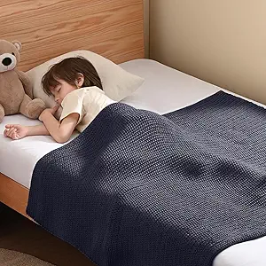 Guohaoi Knitted Weighted Blanket Kids (Dark Grey 50"x60" 10lbs) No Beads Cooling Heavy Blanket, Home Decor Breathable Chunky Knit Throw Blanket for All-Season Use